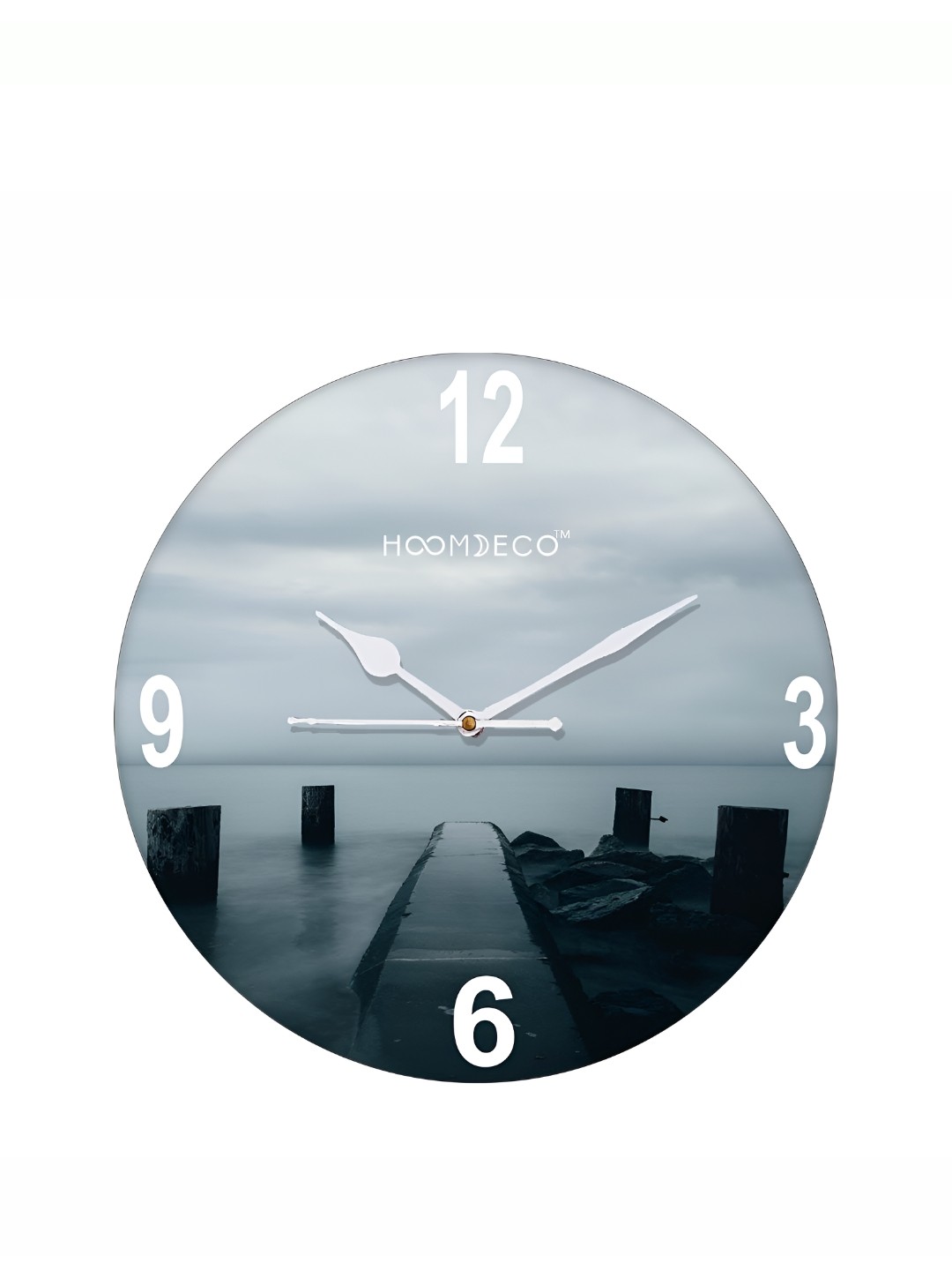 

HOOMDECO White & Grey Printed Round Shaped Contemporary Wall Clock