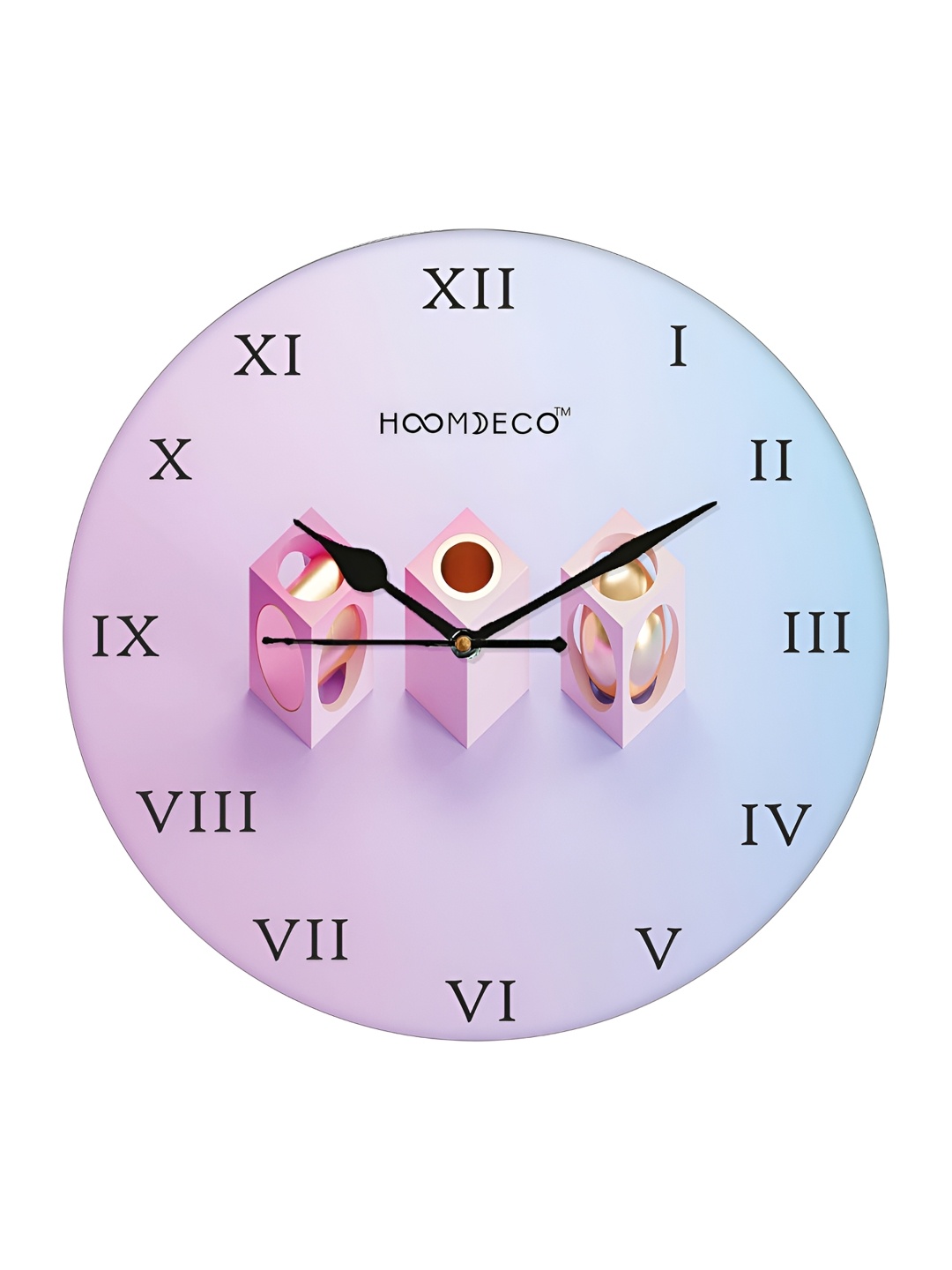 

HOOMDECO Blue & Pink Printed Round Shaped Contemporary Wall Clock