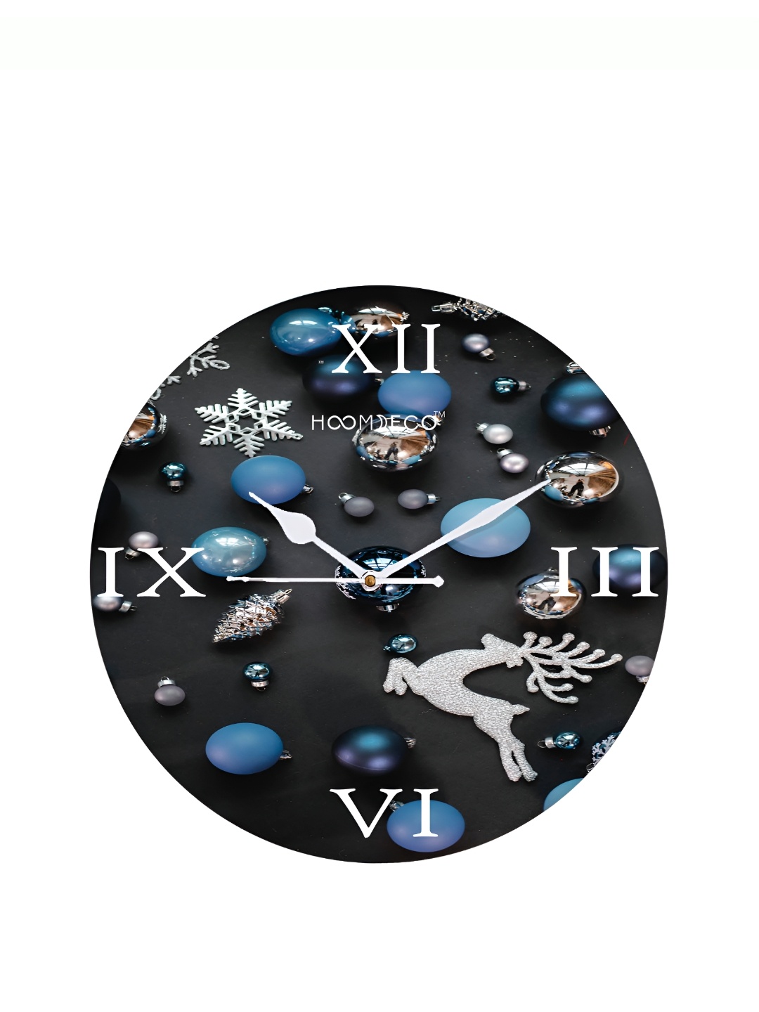 

HOOMDECO Black & Blue Printed Round Shaped Contemporary Wall Clock