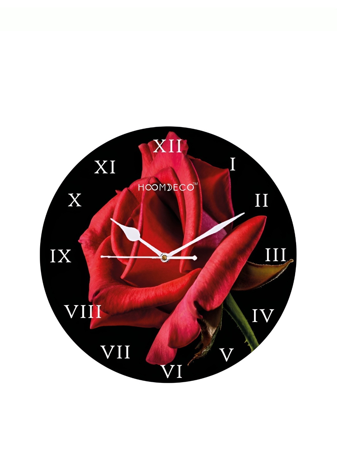 

HOOMDECO Black & Red Printed Round Shaped Contemporary Wall Clock