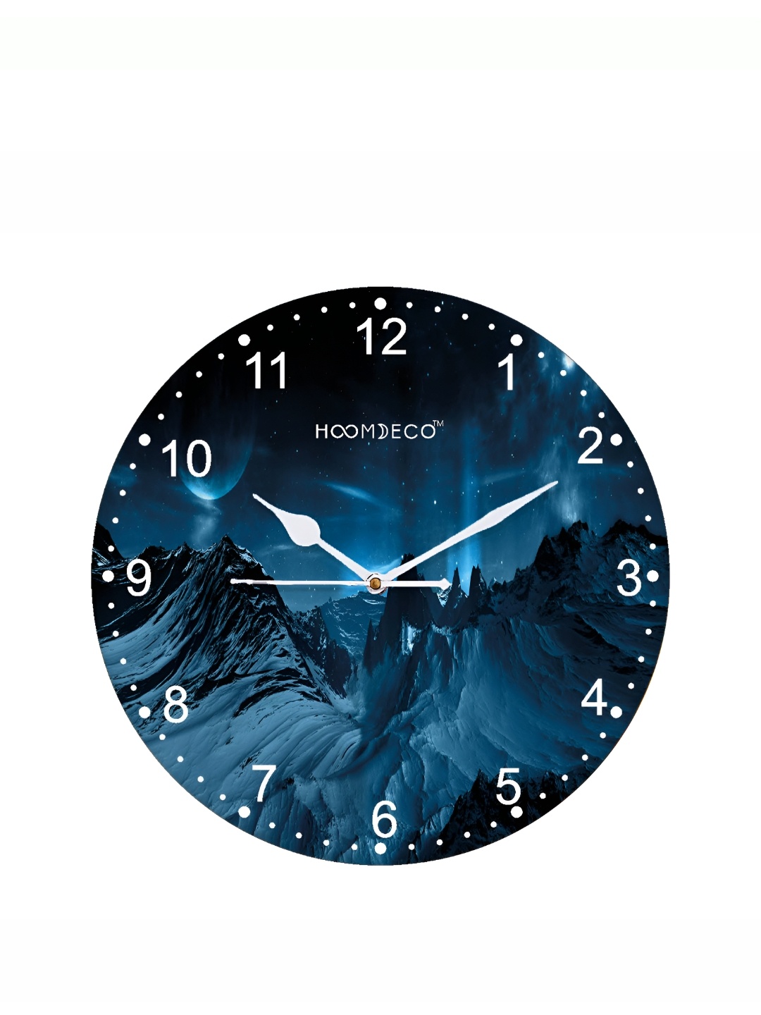 

HOOMDECO White & Navy Blue Printed Round Shaped Contemporary Wall Clock