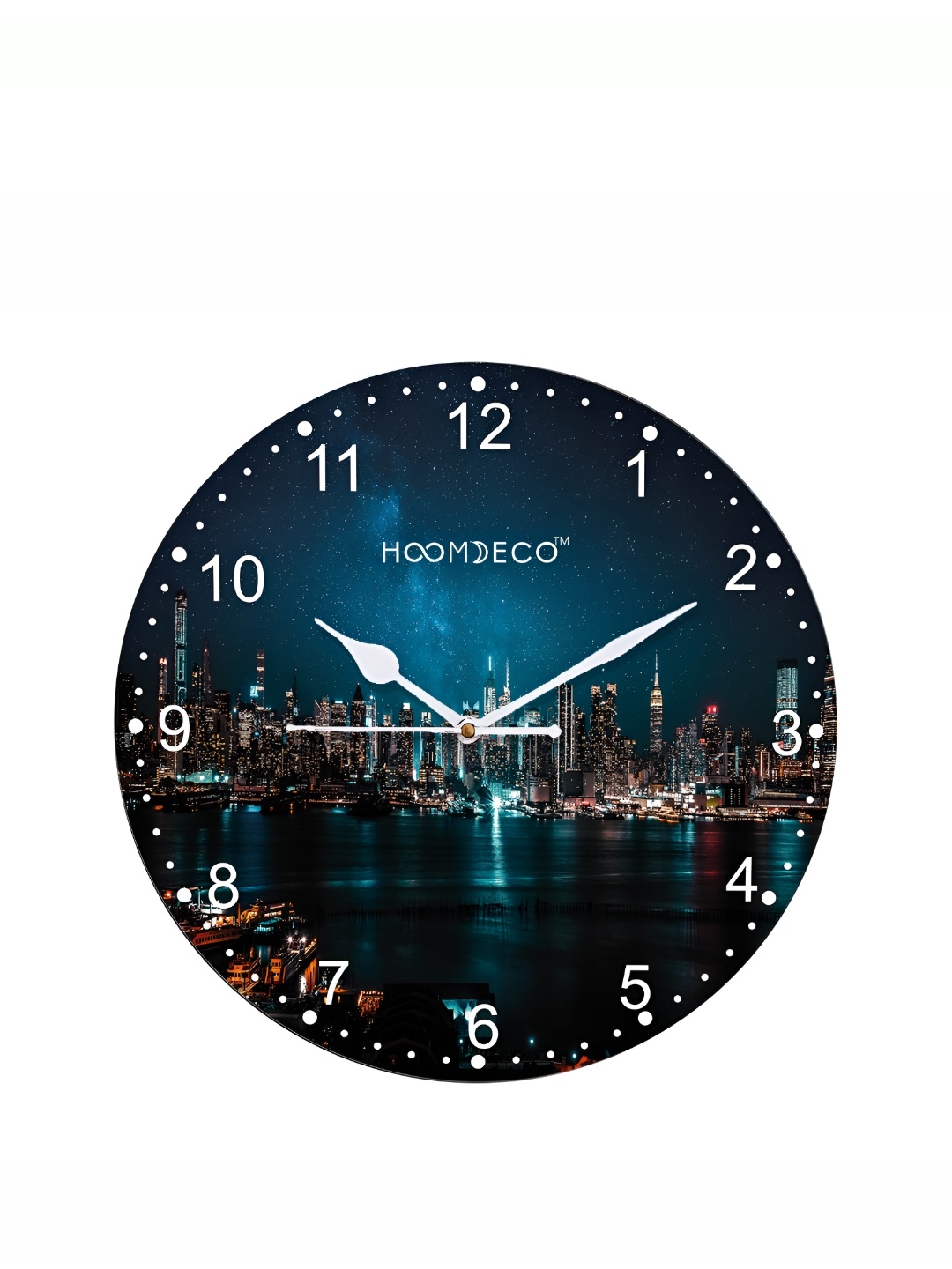 

HOOMDECO Blue & White Printed Round Shaped Contemporary Wall Clock