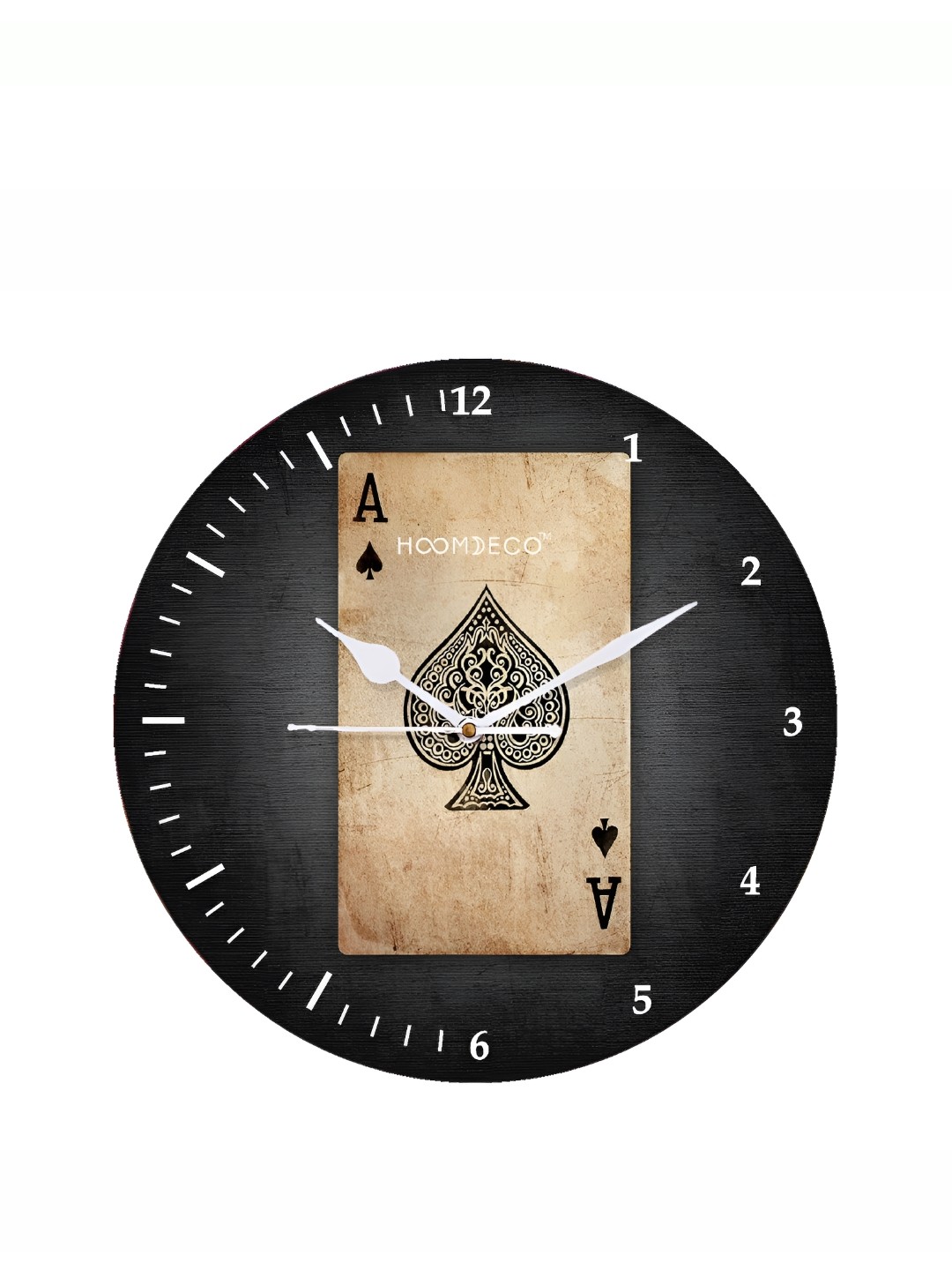 

HOOMDECO Black & Brown Printed Round Shaped Contemporary Wall Clock