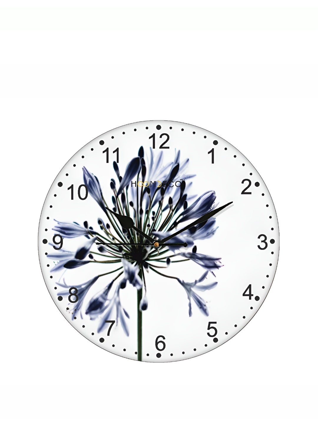 

HOOMDECO White & Blue Printed Round Shaped Contemporary Wall Clock