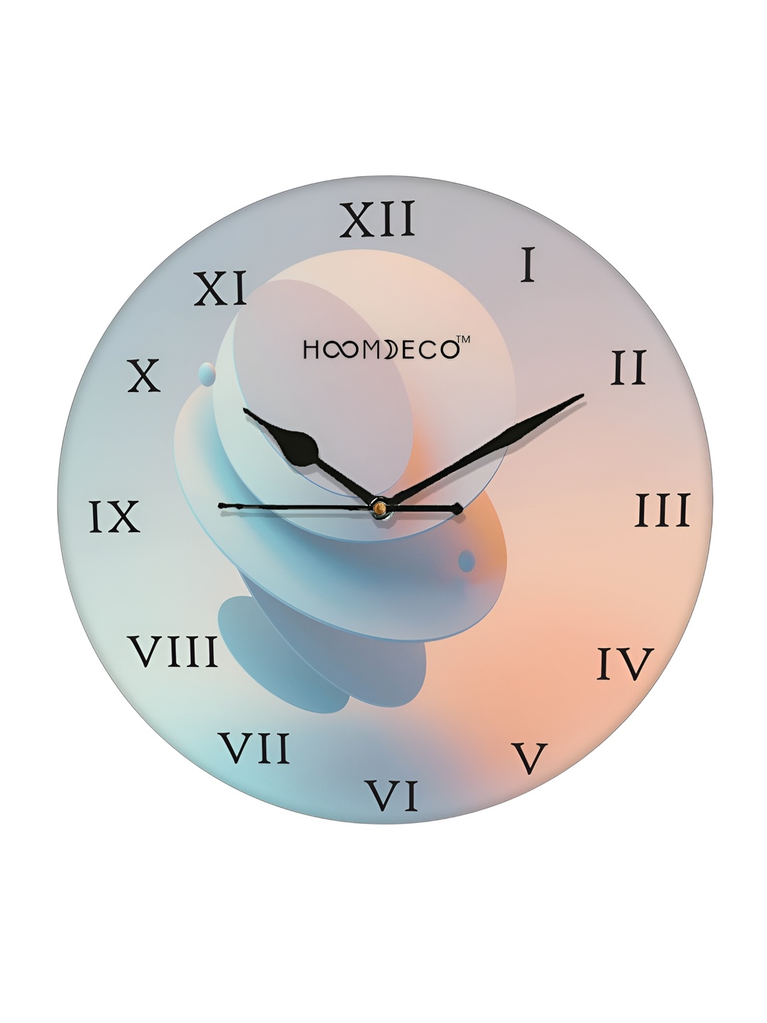 

HOOMDECO White & Black Printed Round Shaped Contemporary Wall Clock