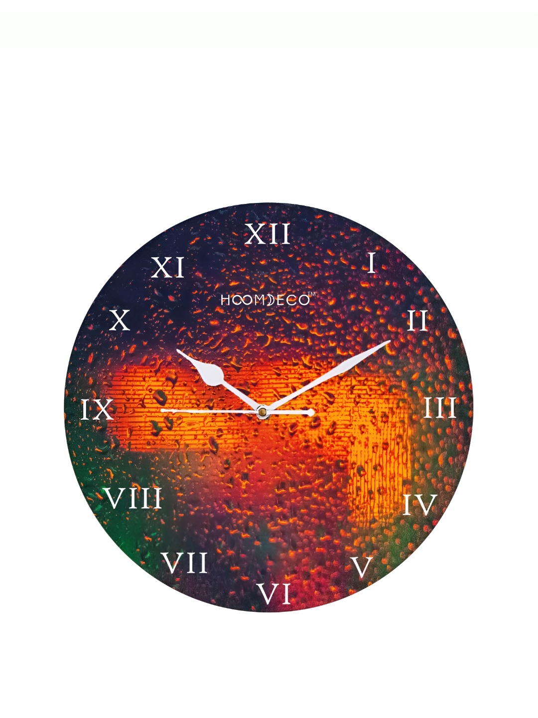 

HOOMDECO Orange & Navy Blue Printed Round Shaped Contemporary Wall Clock