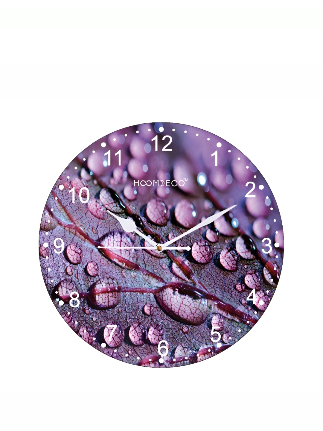 

HOOMDECO Purple & White Printed Round Shaped Contemporary Wall Clock