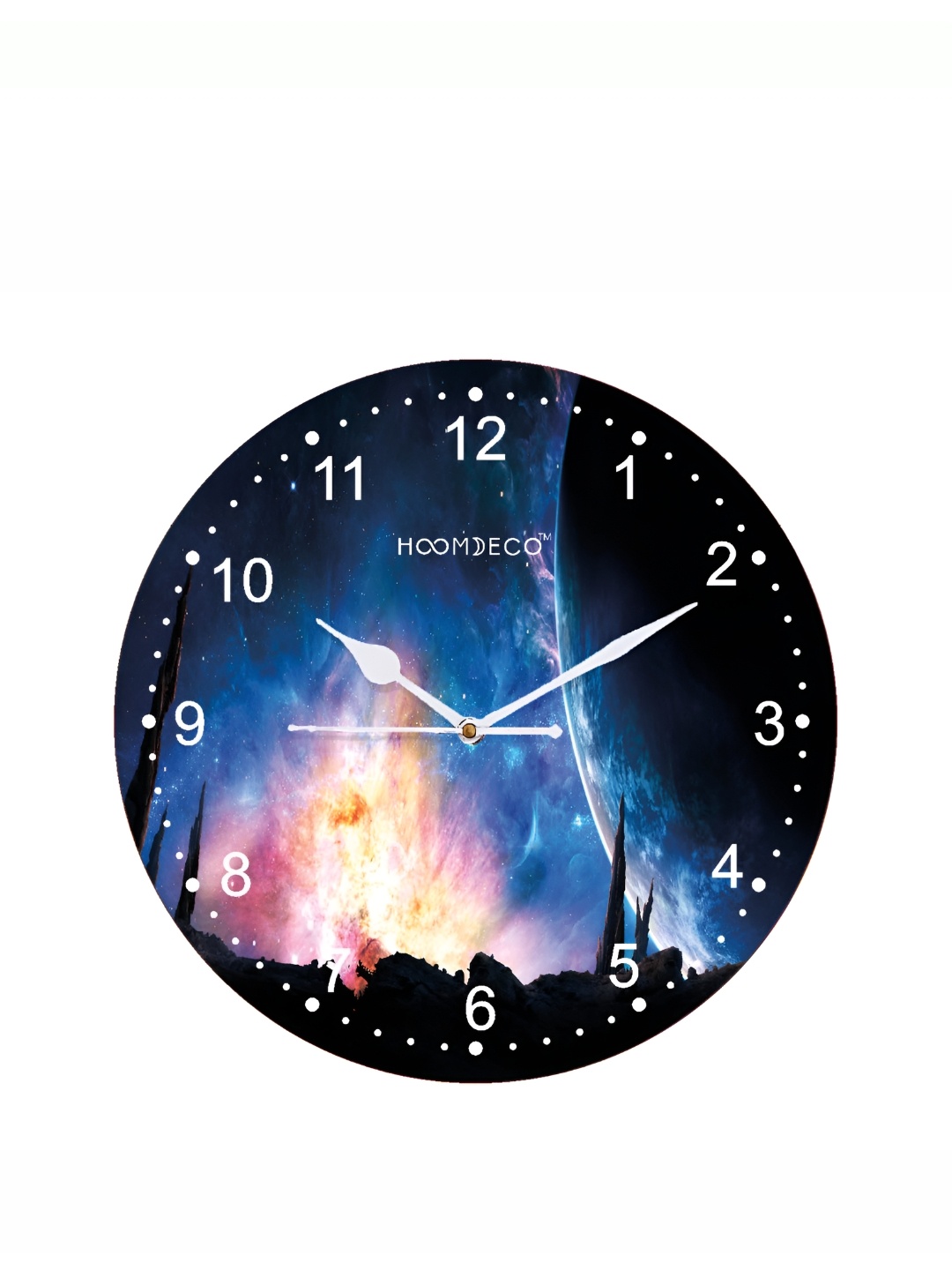 

HOOMDECO Black & Blue Printed Round Shaped Contemporary Wall Clock