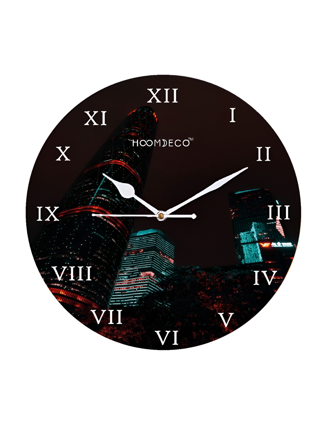 

HOOMDECO Black & Red Printed Round Shaped Contemporary Wall Clock