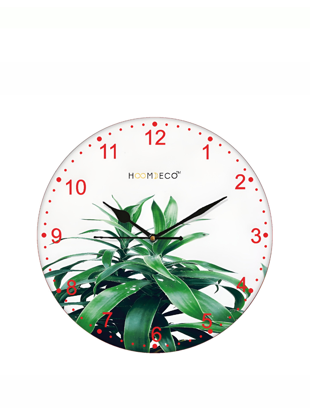 

HOOMDECO White & Green Printed Round Shaped Contemporary Wall Clock