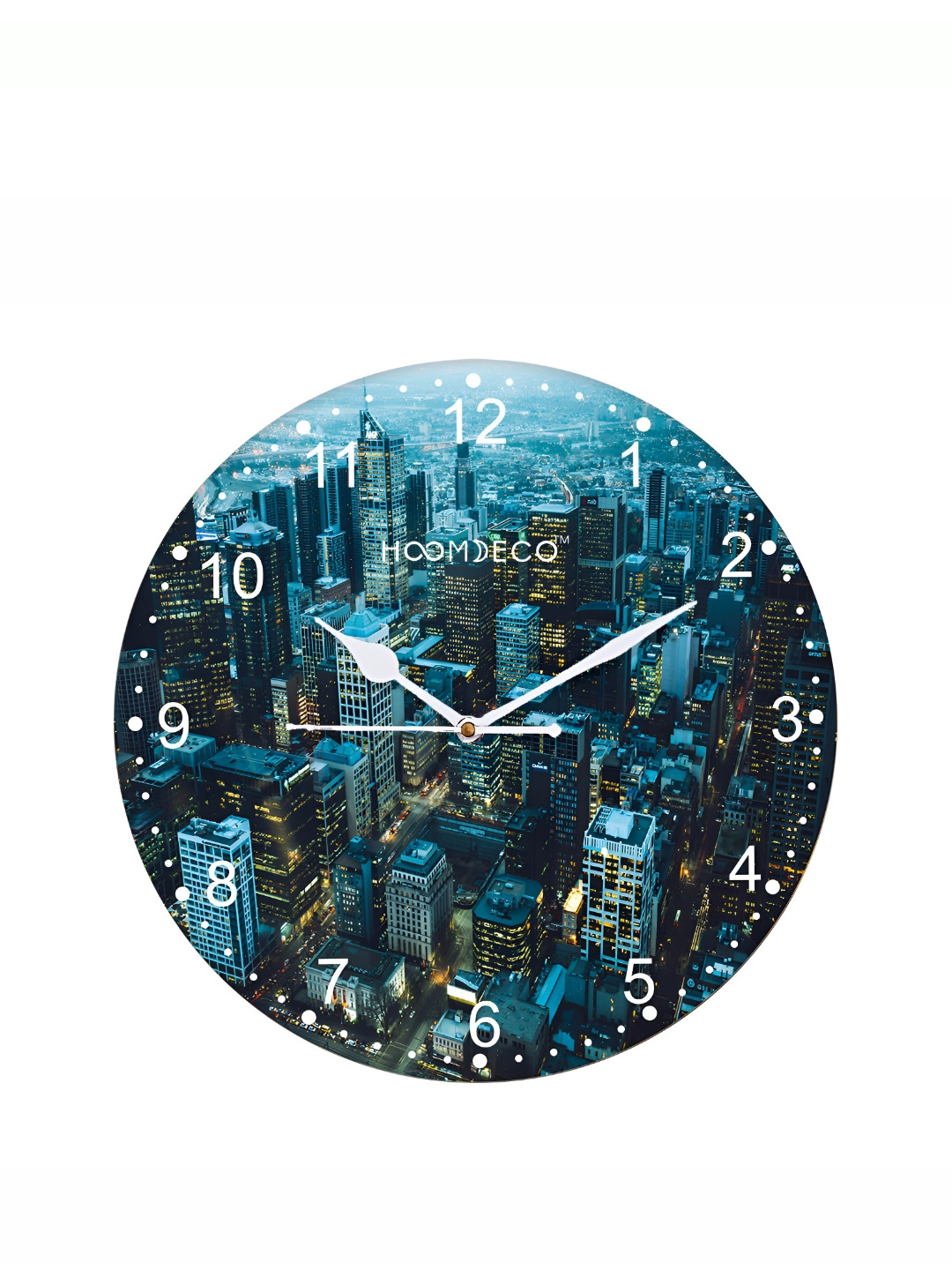 

HOOMDECO Blue & White Printed Round Shaped Contemporary Wall Clock