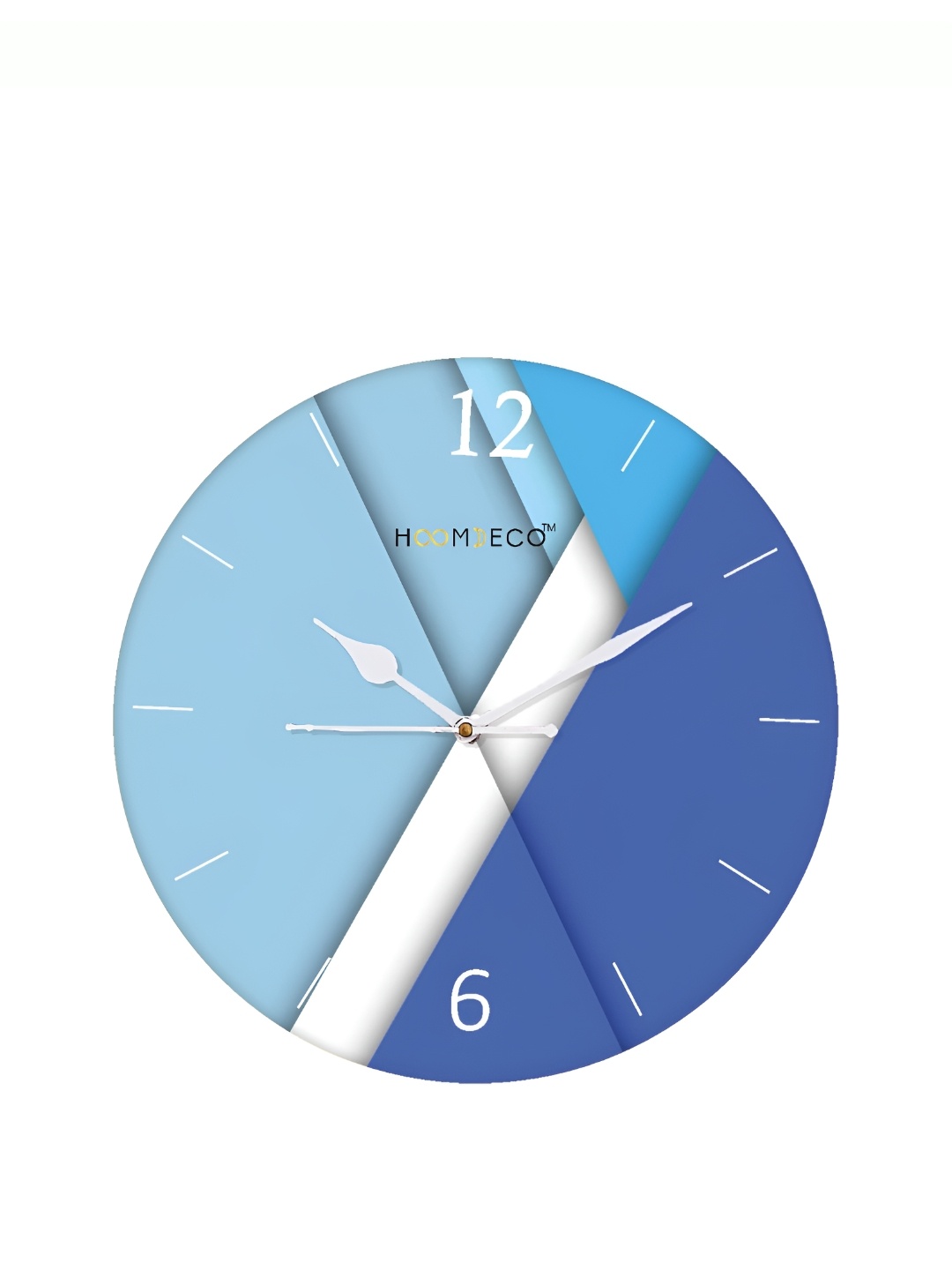 

HOOMDECO White & Blue Printed Wooden Round Shaped Contemporary Wall Clock