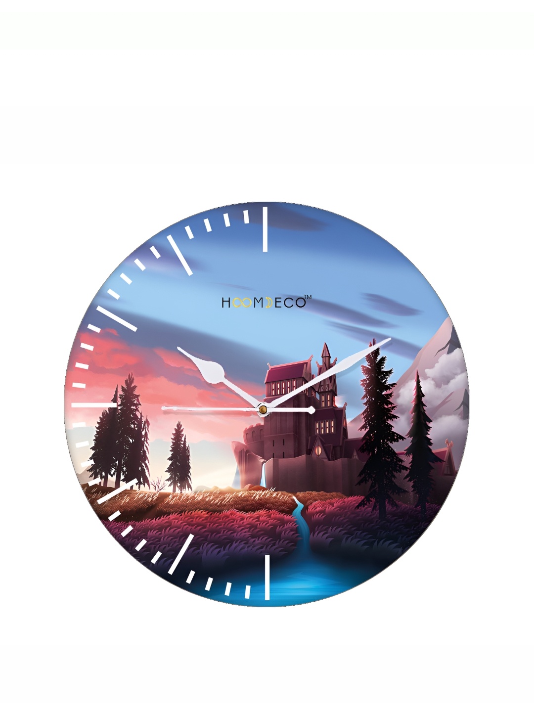 

HOOMDECO Blue & Coral Printed Round Shaped Contemporary Wall Clock