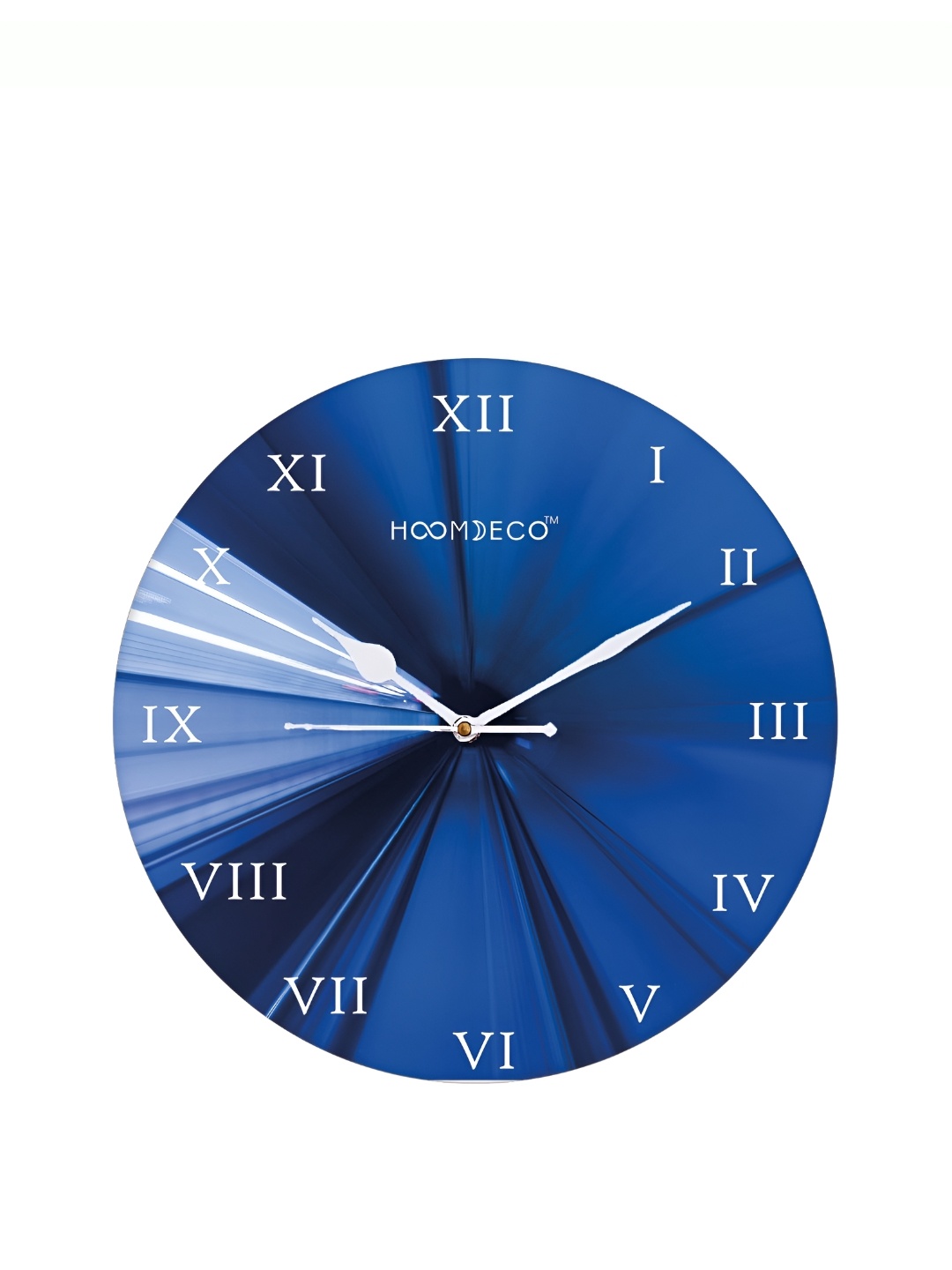 

HOOMDECO White & Blue Printed Round Shaped Contemporary Wall Clock