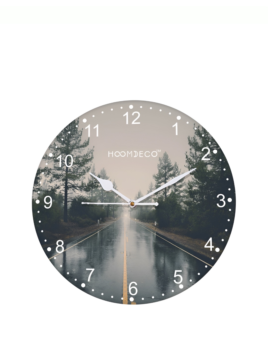 

HOOMDECO Green & Grey Printed Round Shaped Contemporary Wall Clock