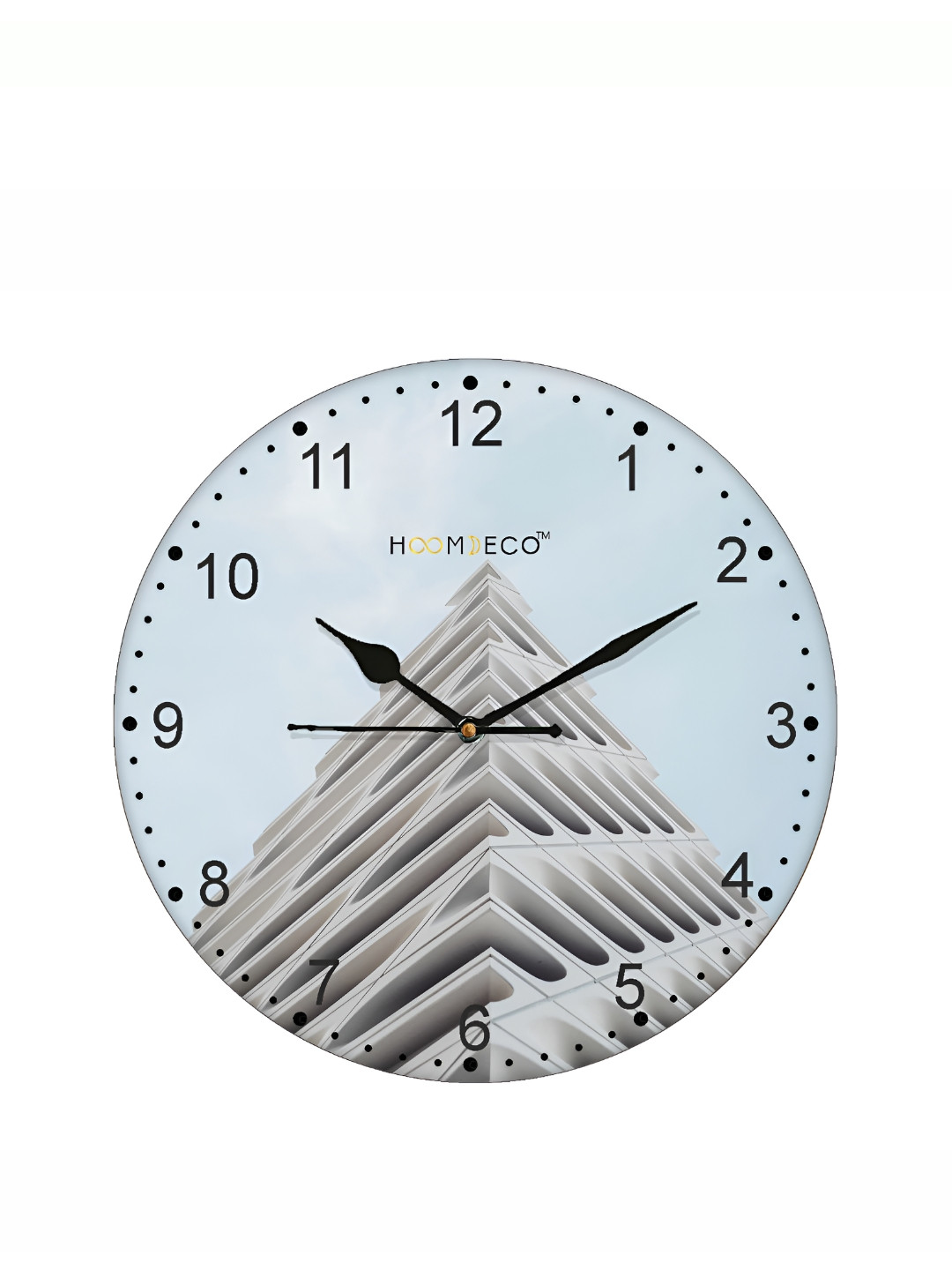 

HOOMDECO White & Blue Printed Round Shaped Contemporary Wall Clock