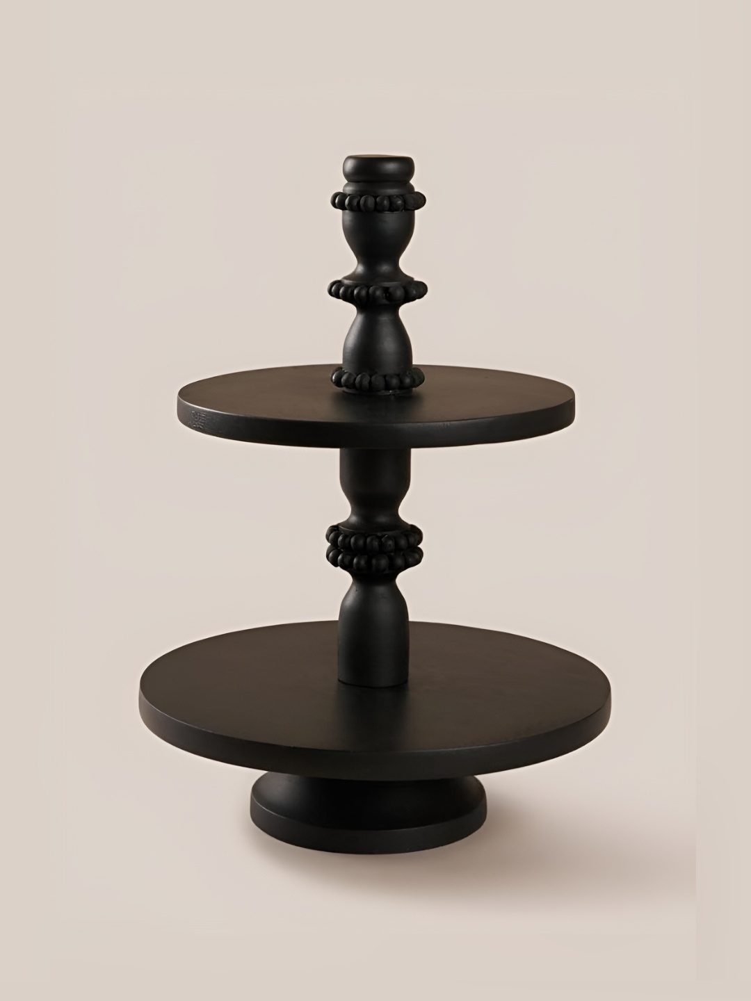 

Duadecor Wooden 2-Tier Cake Stand & Tired Decorative Serving Tray Platter, Black