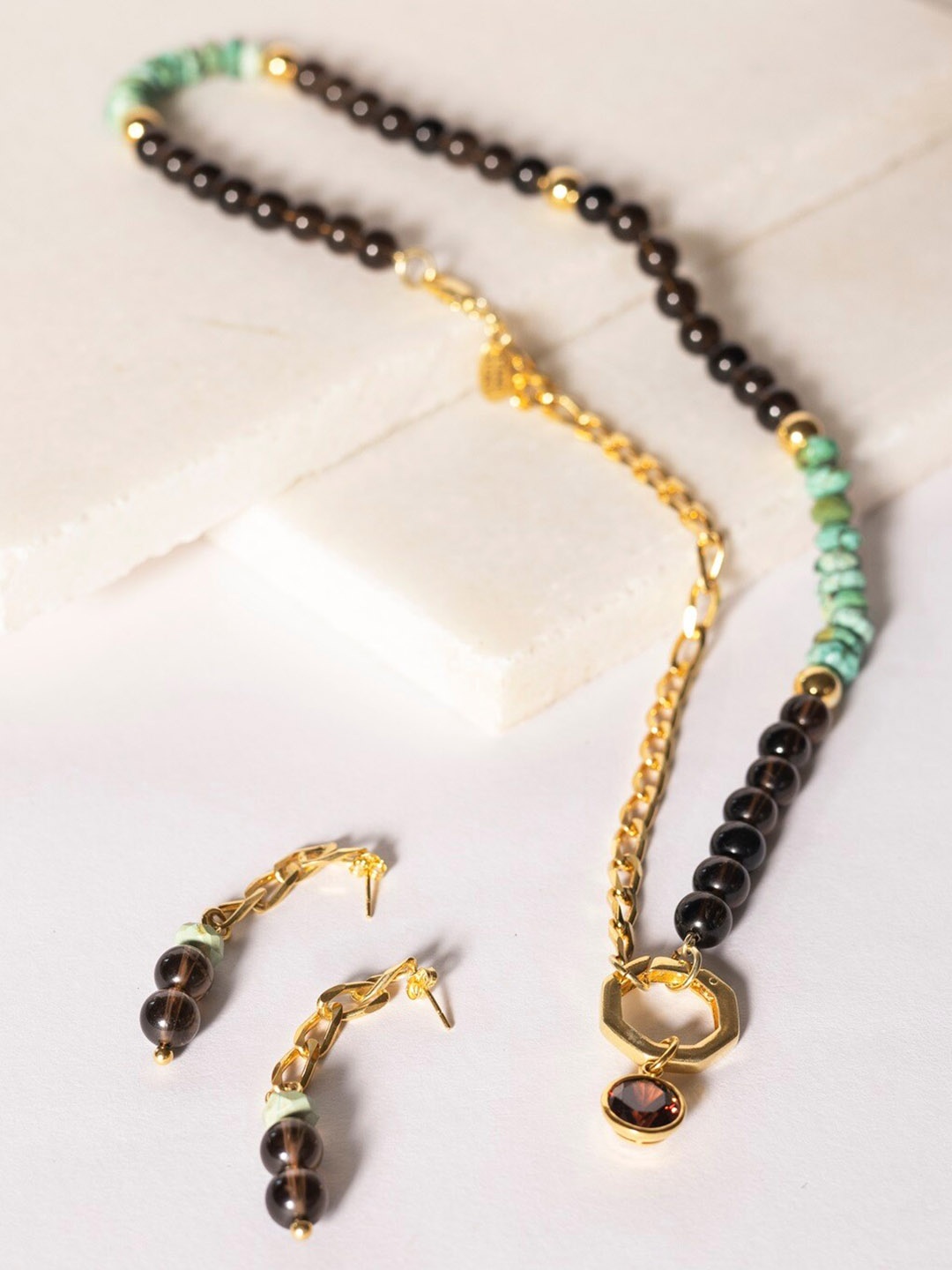 

Stone Story By Shruti Sterling Silver Gold-Plated Classic Drop Earrings