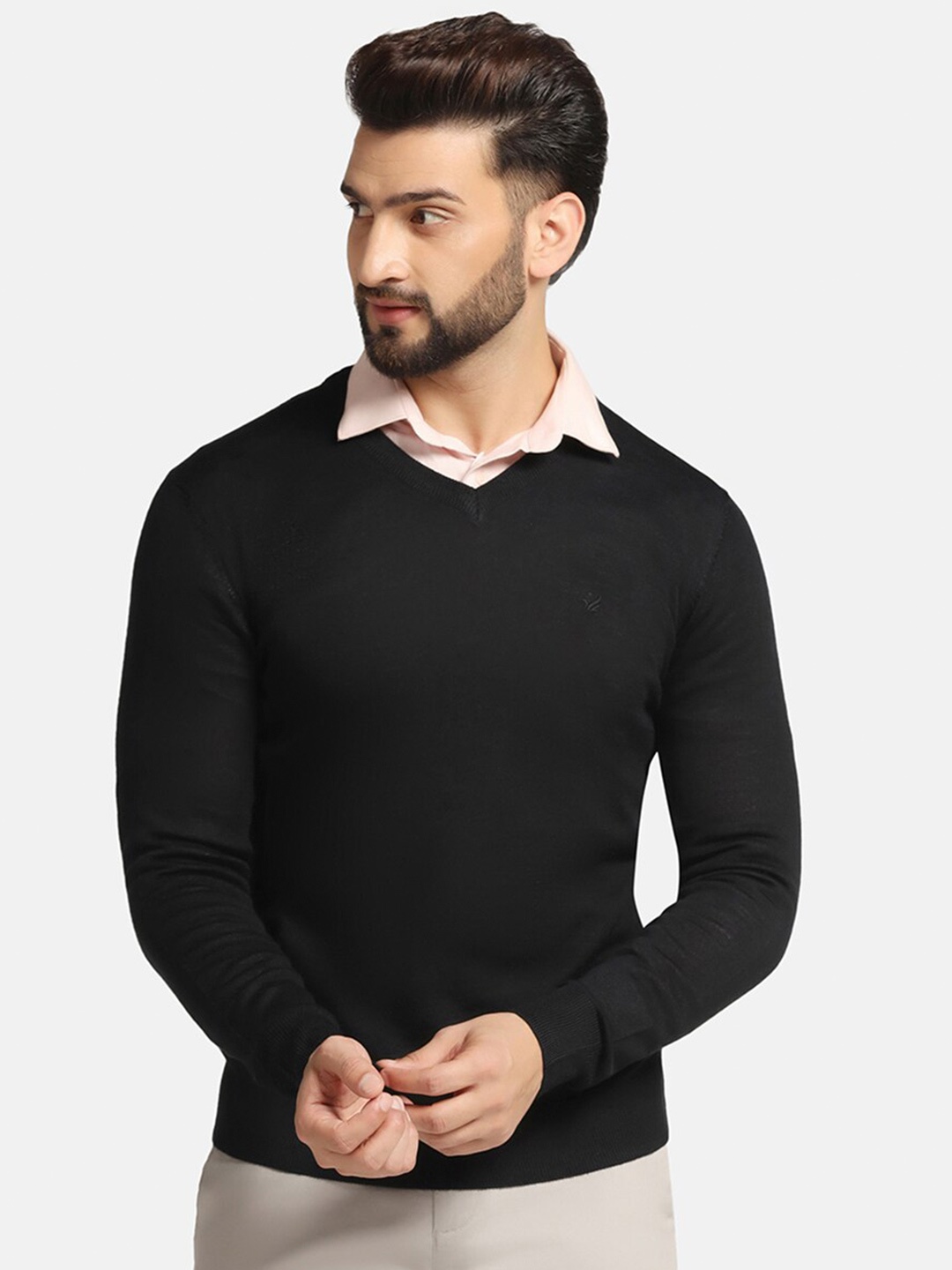 

Blackberrys V-Neck Ribbed Acrylic Pullover, Black