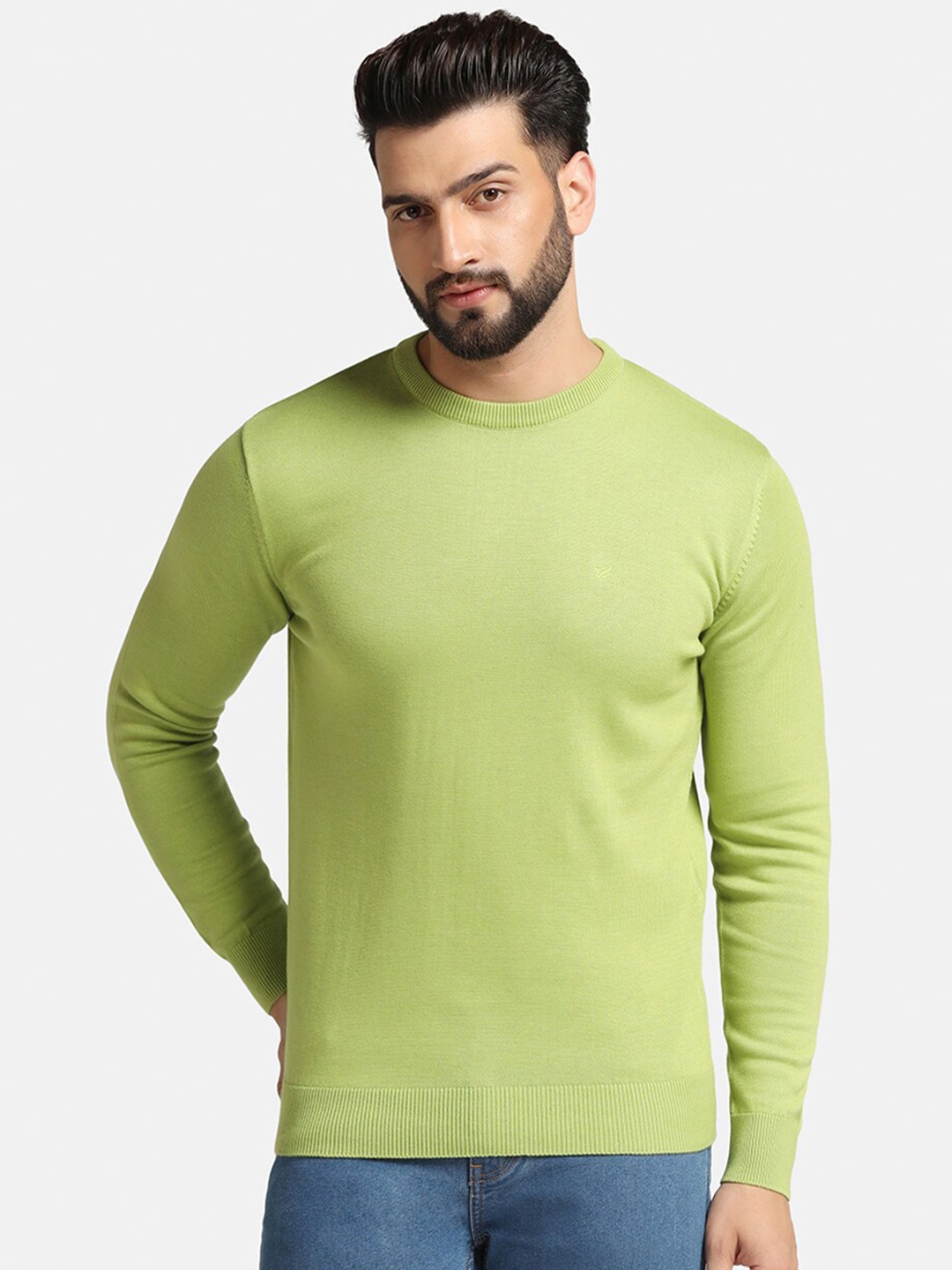 

Blackberrys Round Neck Cotton Pullover, Green