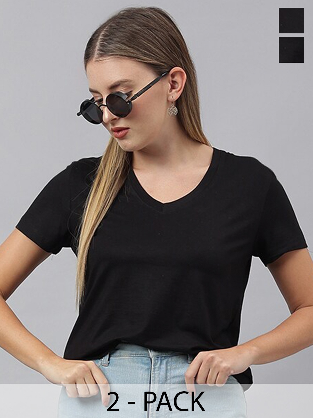 

COLOR CAPITAL Pack Of 2 Cotton Top, Black