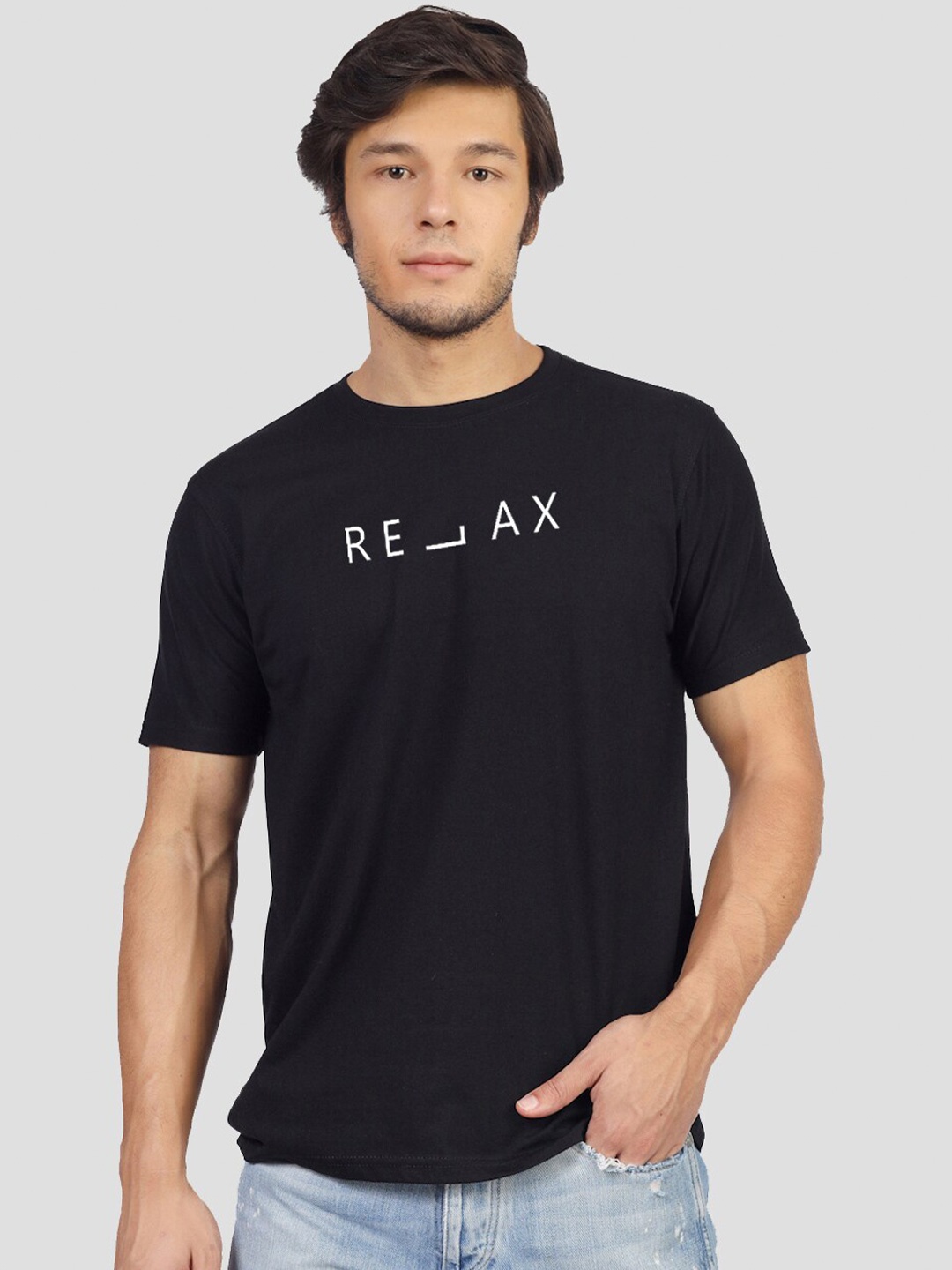 

Greylongg Typographic Printed Round Neck T-shirt, Black
