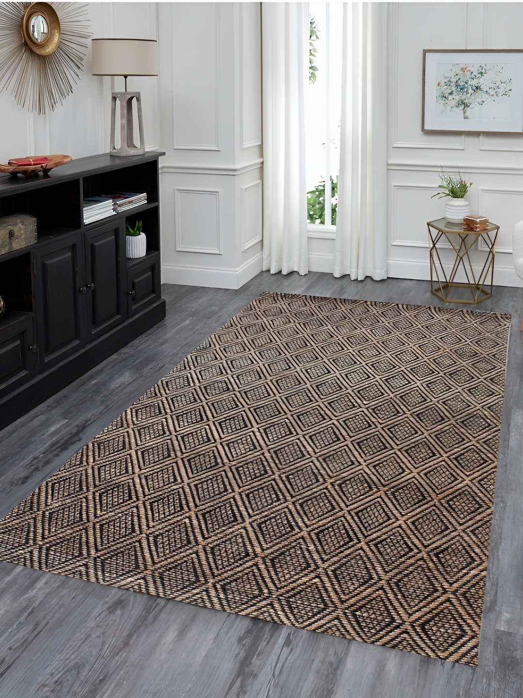 

MRIC Beige Geometric Handmade Hemp Carpet