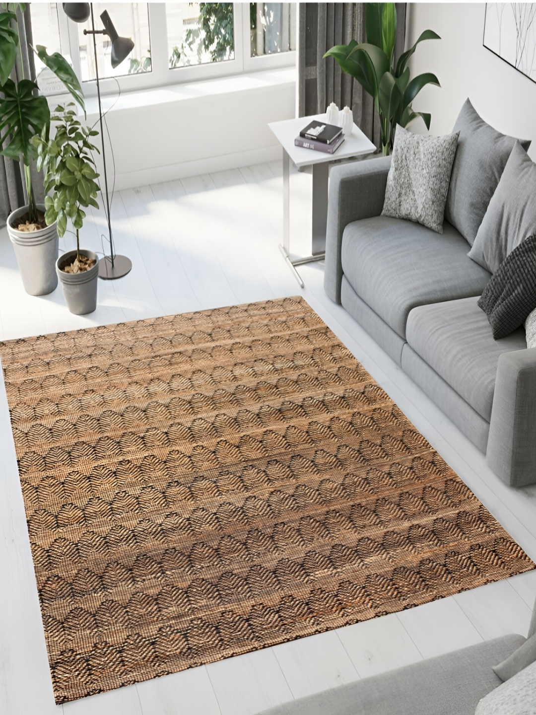 

MRIC Beige Geometric Handmade Hemp Carpet