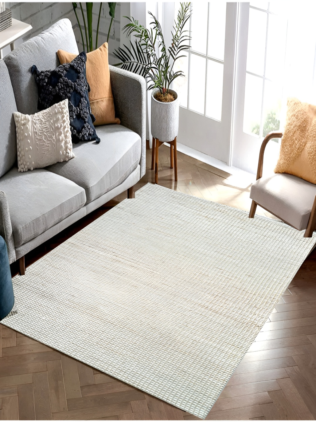 

MRIC Beige Geometric Handmade Hemp Carpet