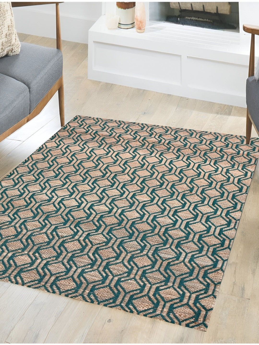 

MRIC Beige Geometric Handmade Hemp Carpet
