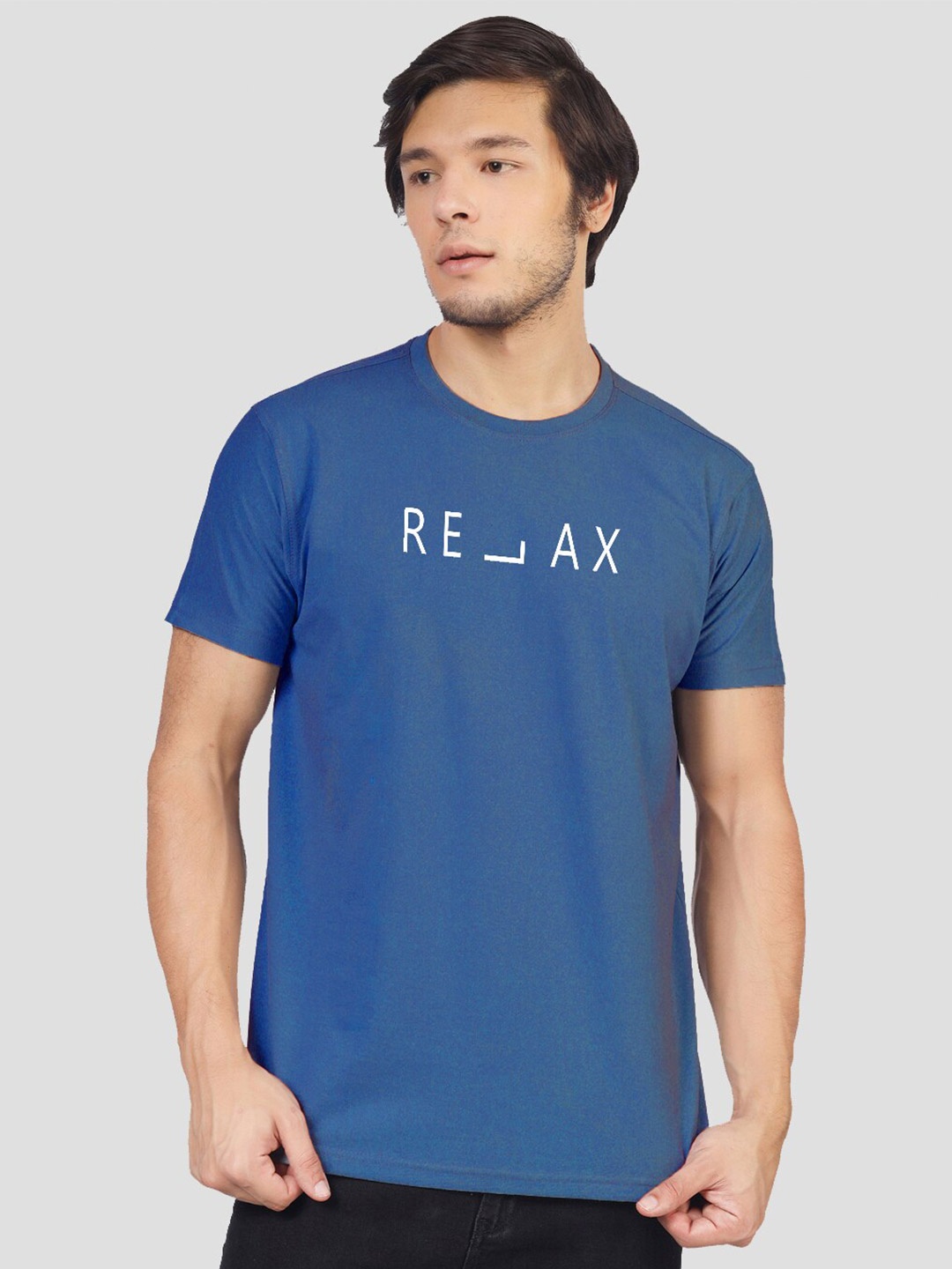 

Greylongg Typography Printed Round Neck T-shirt, Blue