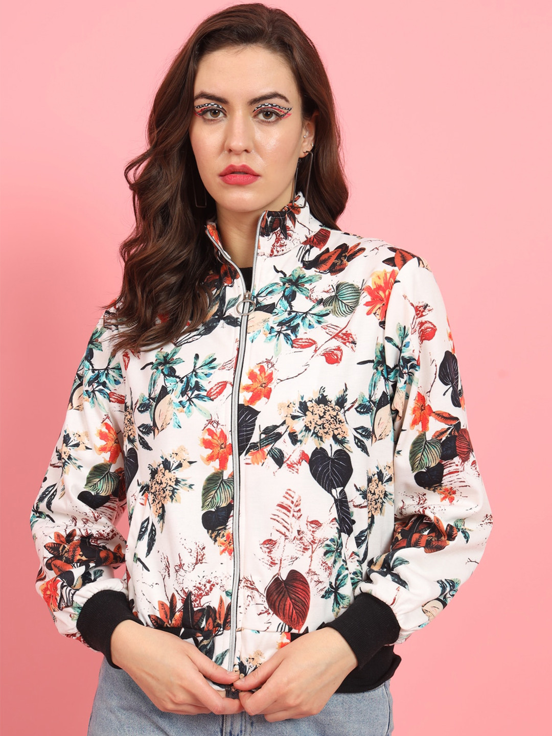 

BAESD Printed Fleece Lightweight Bomber Jacket, Multi