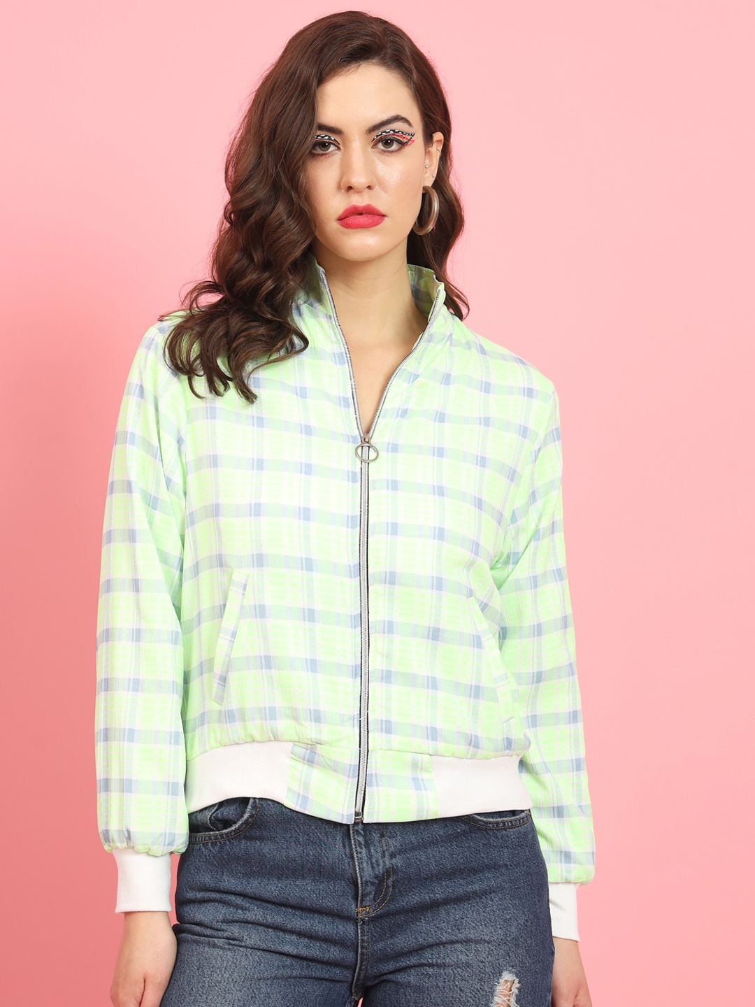 

BAESD Checked Lightweight Bomber Jacket, Green