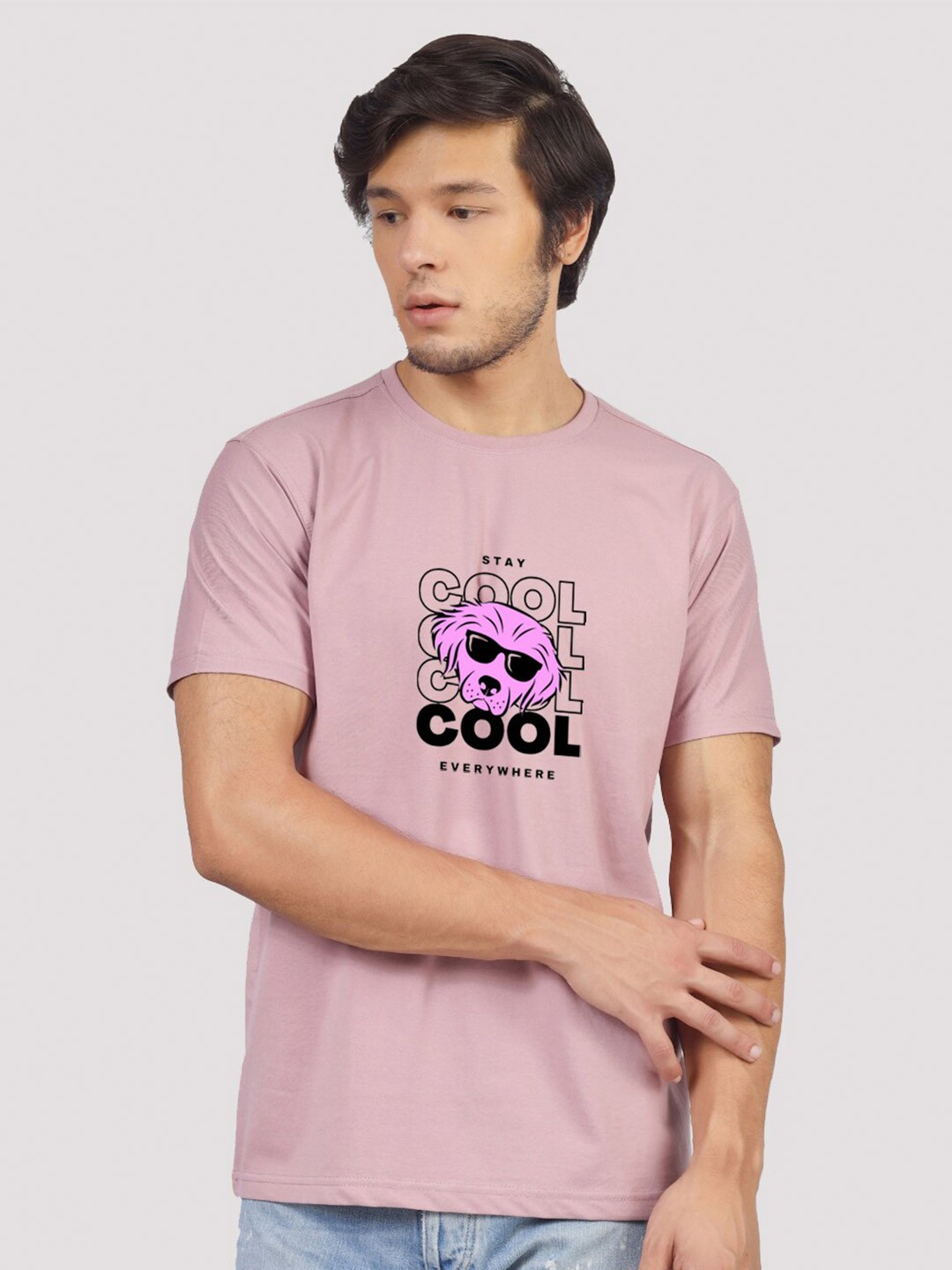 

Greylongg Typographic Printed Round Neck T-shirt, Purple