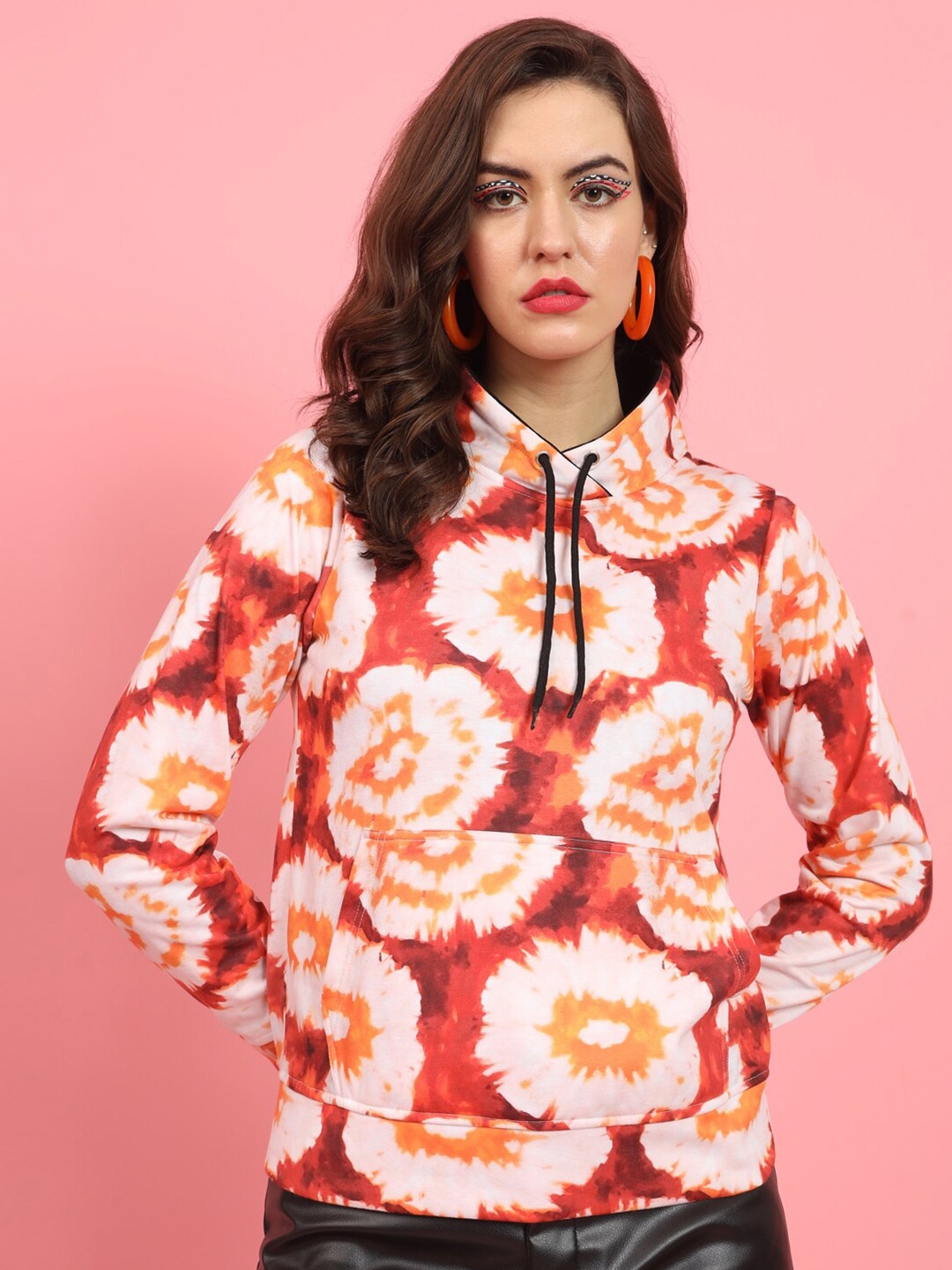 

BAESD Floral Printed Mock Collar Fleece Sweatshirt, Red