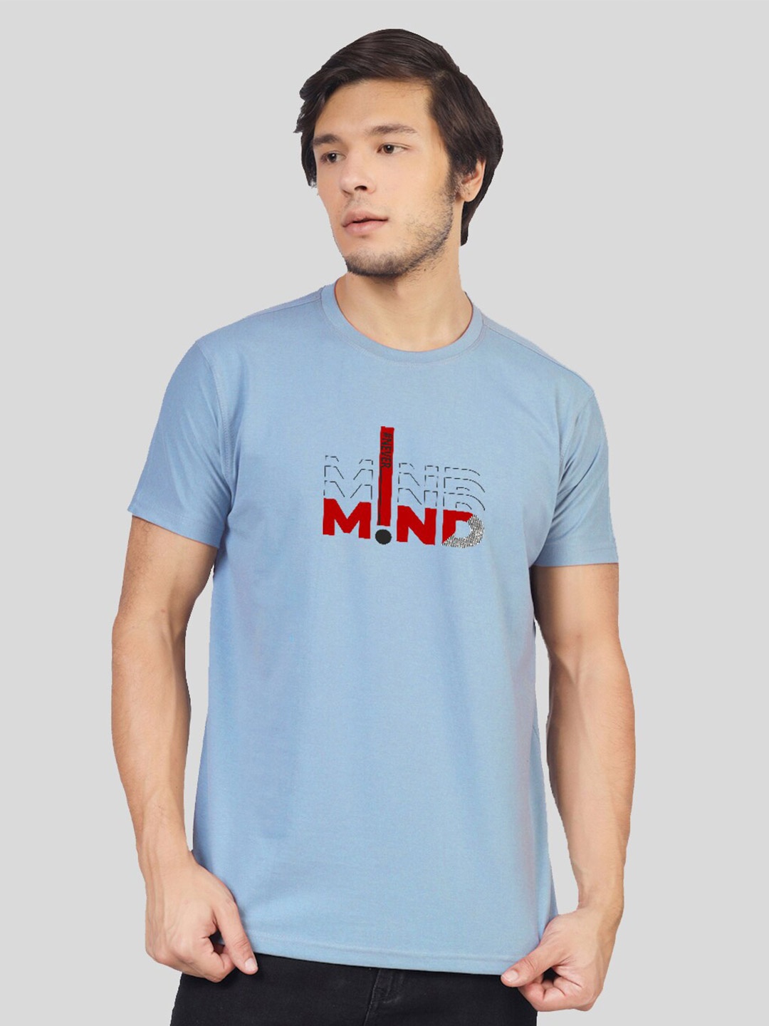 

Greylongg Typography Printed Round Neck T-shirt, Blue