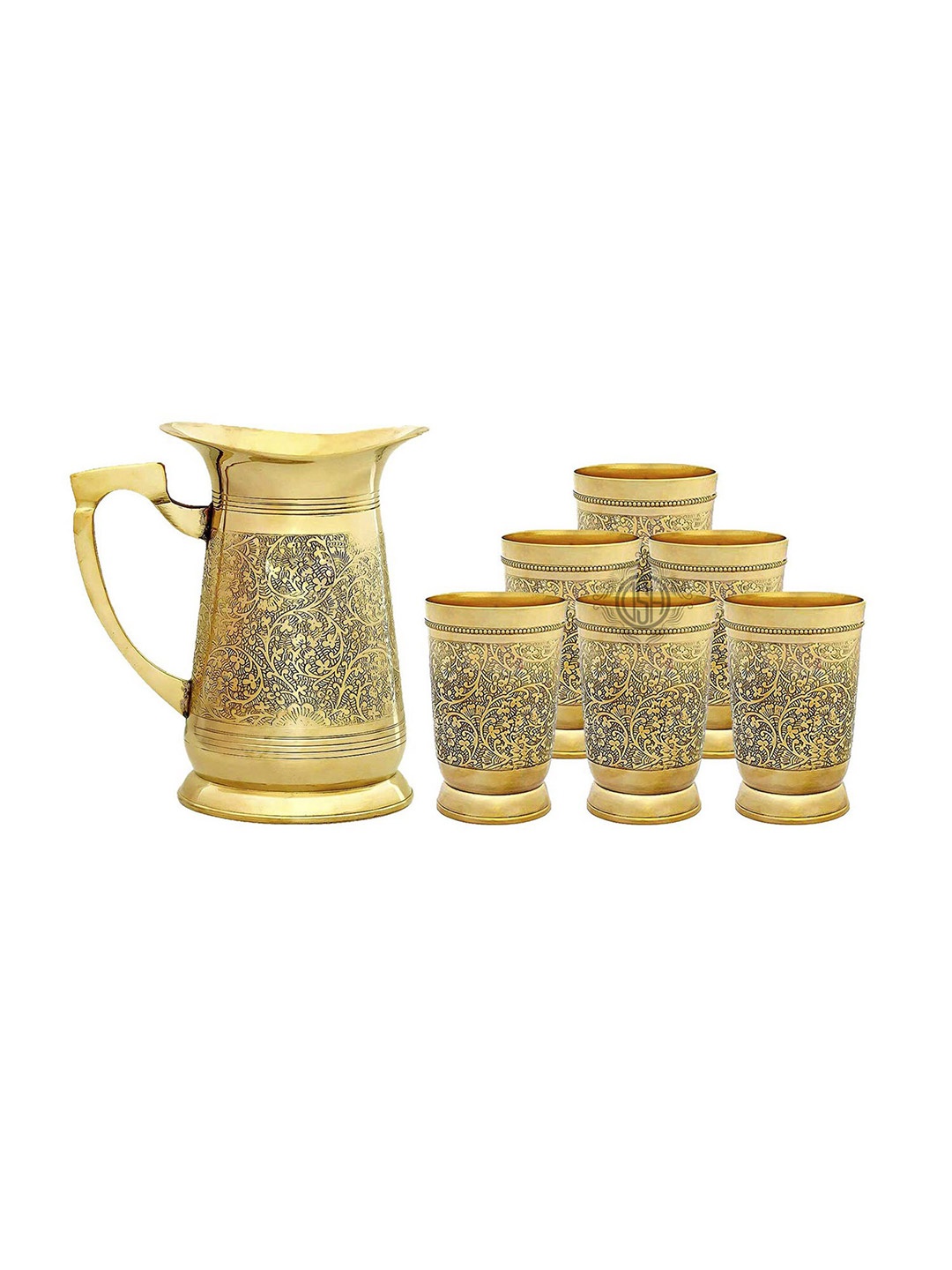 

DSH Crafting Your Curiosity Gold Toned 7 Pieces Brass Water Jug With Glasses
