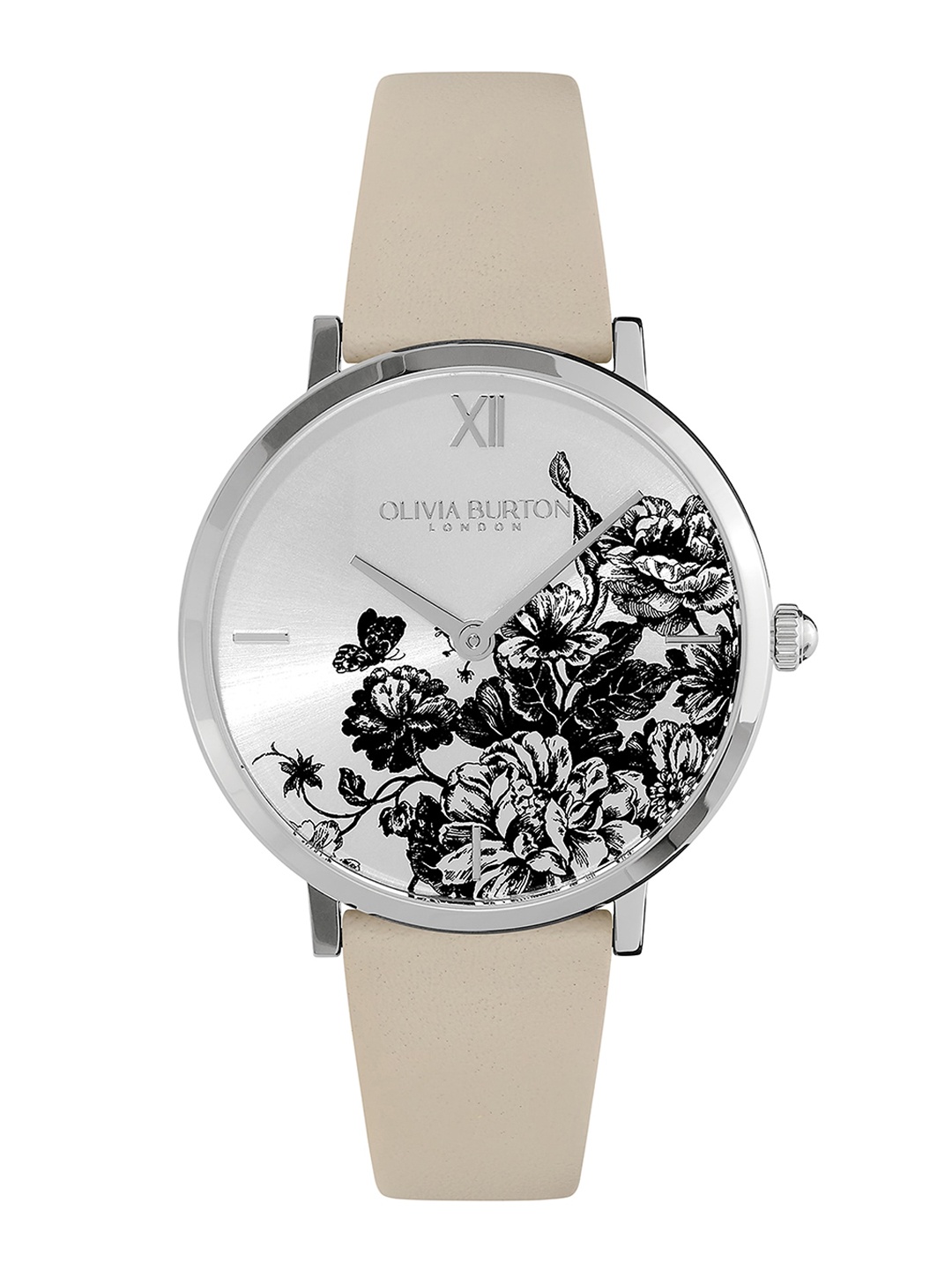 

Olivia Burton Women Printed Leather Straps Analogue Watch 24000113, Silver