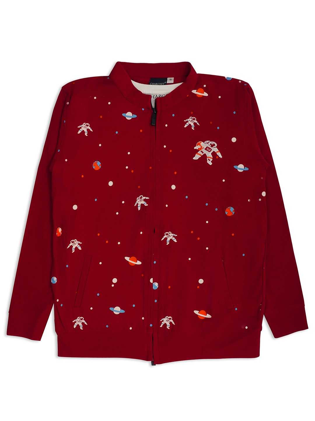

CHARCHIT Boys Conversational Printed Pure Cotton Sweatshirt With T-shirt, Maroon