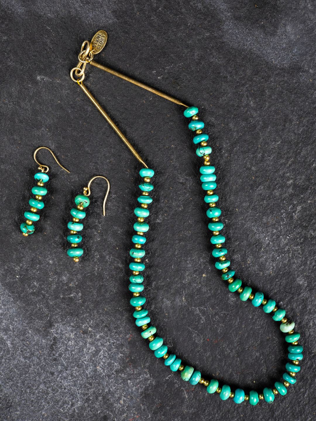 

Stone Story By Shruti Beaded Necklace & Earrings, Gold