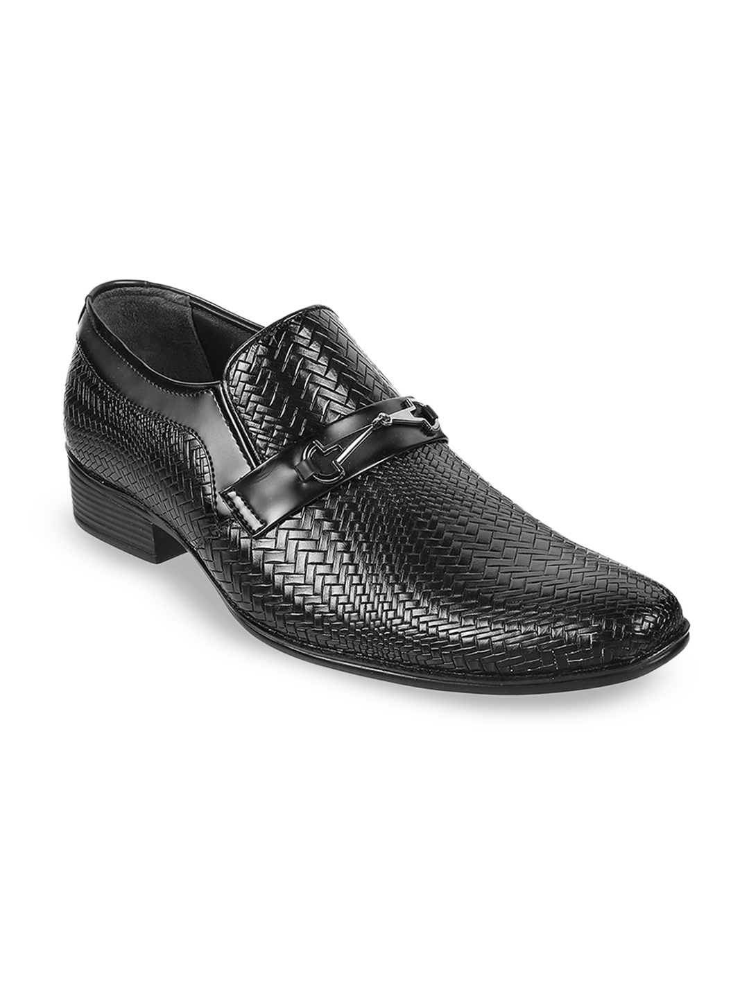

Metro Men Textured Leather Formal Horsebit Loafers, Black