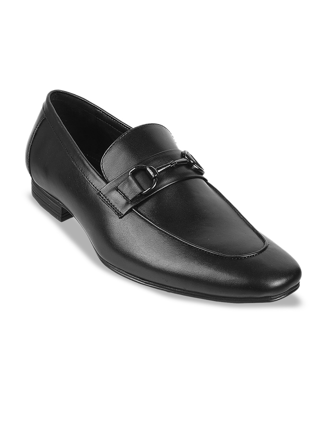 

DAVINCHI Men Textured Leather Formal Loafers, Black