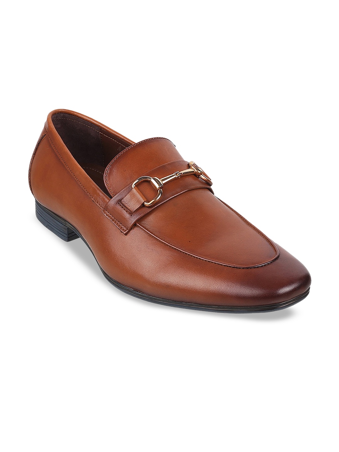 

DAVINCHI Men Textured Leather Formal Loafers, Tan