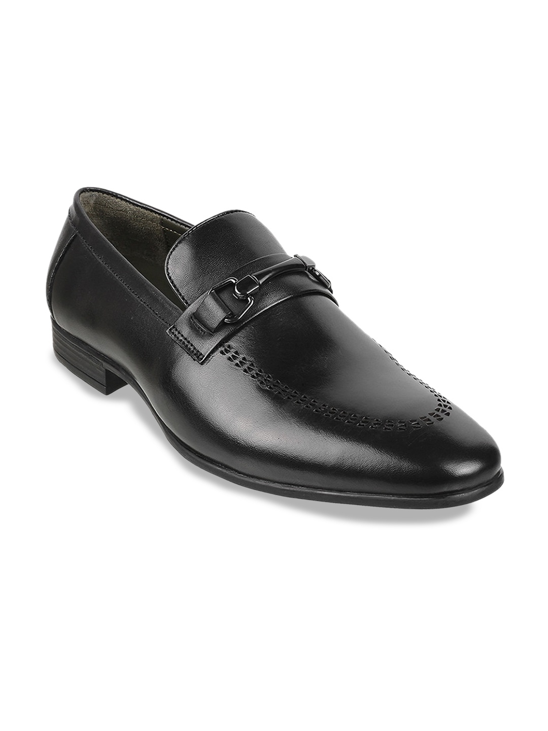 

DAVINCHI Men Leather Formal Horsebit Loafers, Black