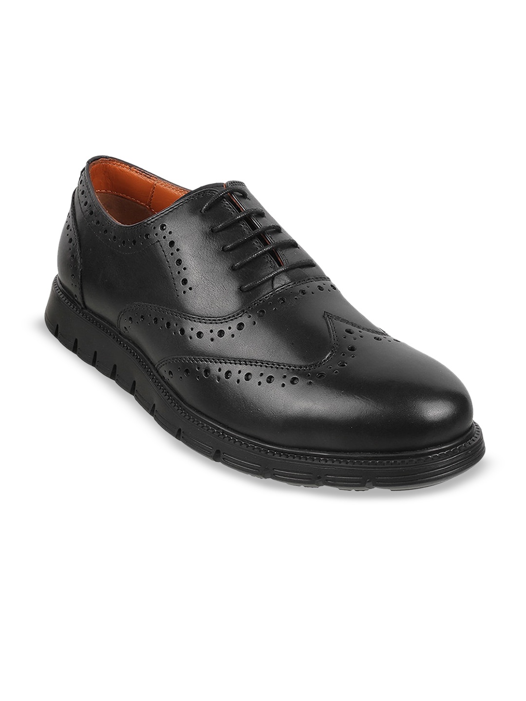 

DAVINCHI Men Textured Leather Formal Brogues, Black
