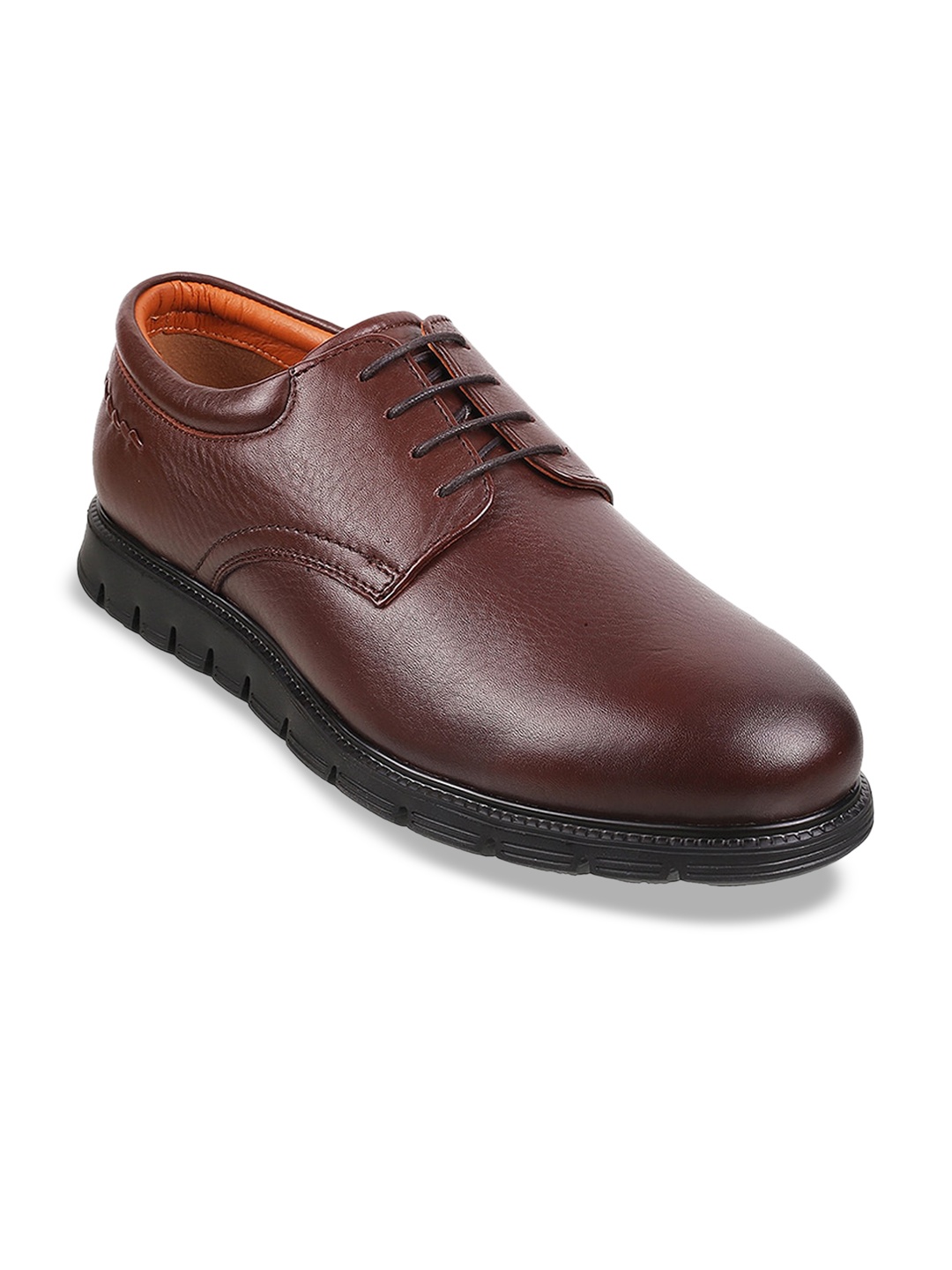 

DAVINCHI Men Textured Leather Formal Derbys, Brown
