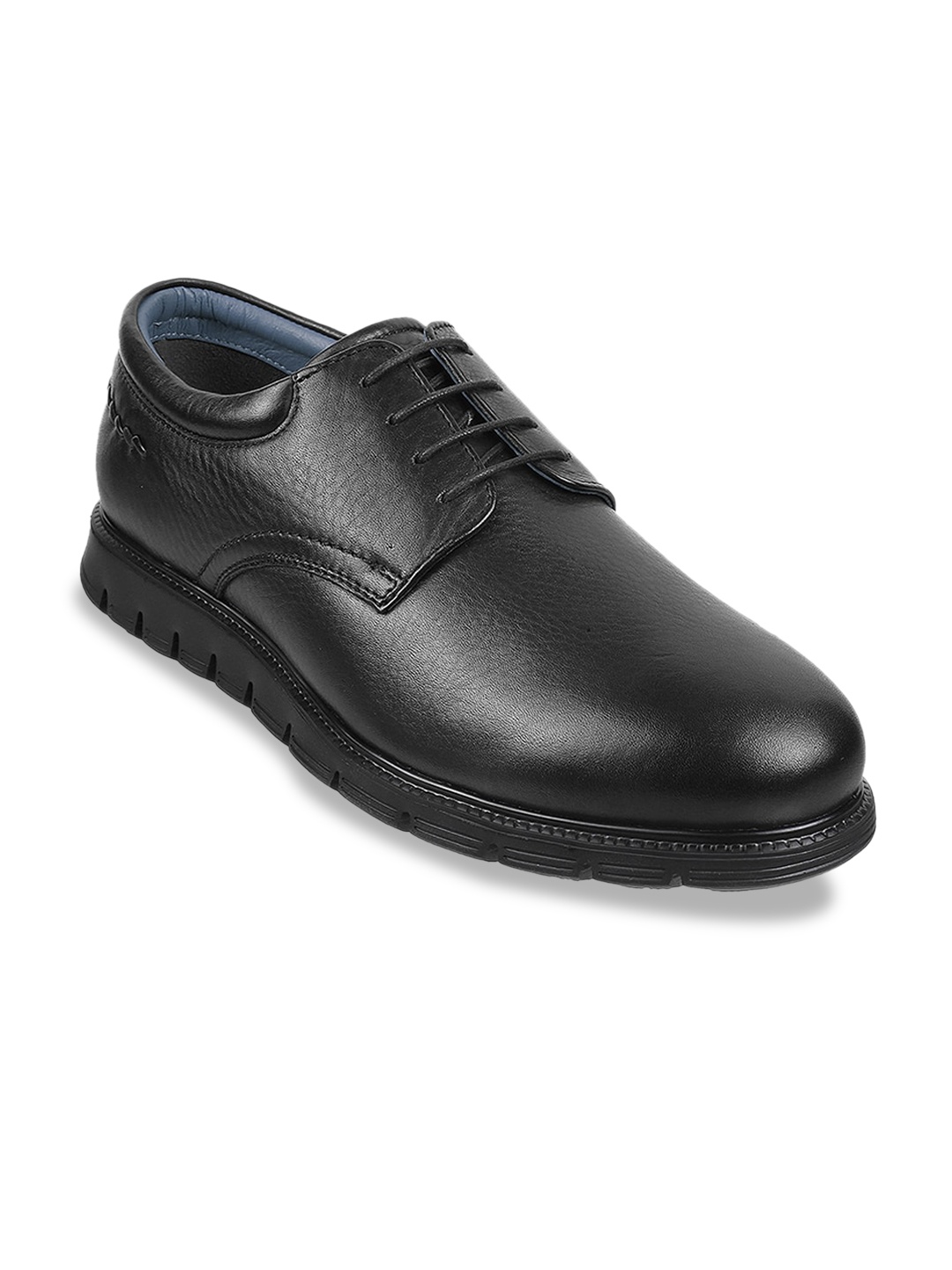 

DAVINCHI Men Textured Leather Formal Derbys, Black