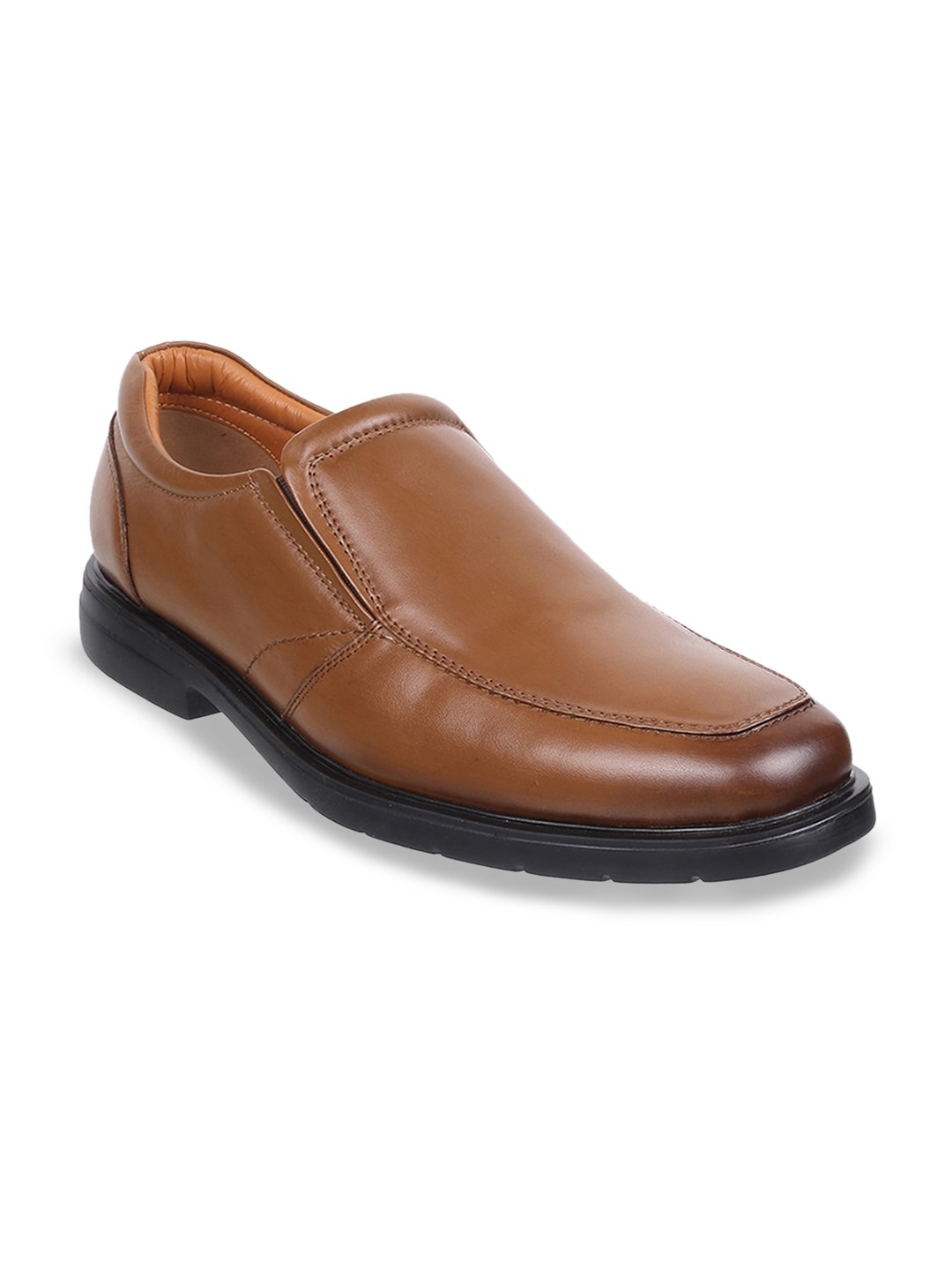 

DAVINCHI Men Round Toe Formal Slip On Shoes, Tan