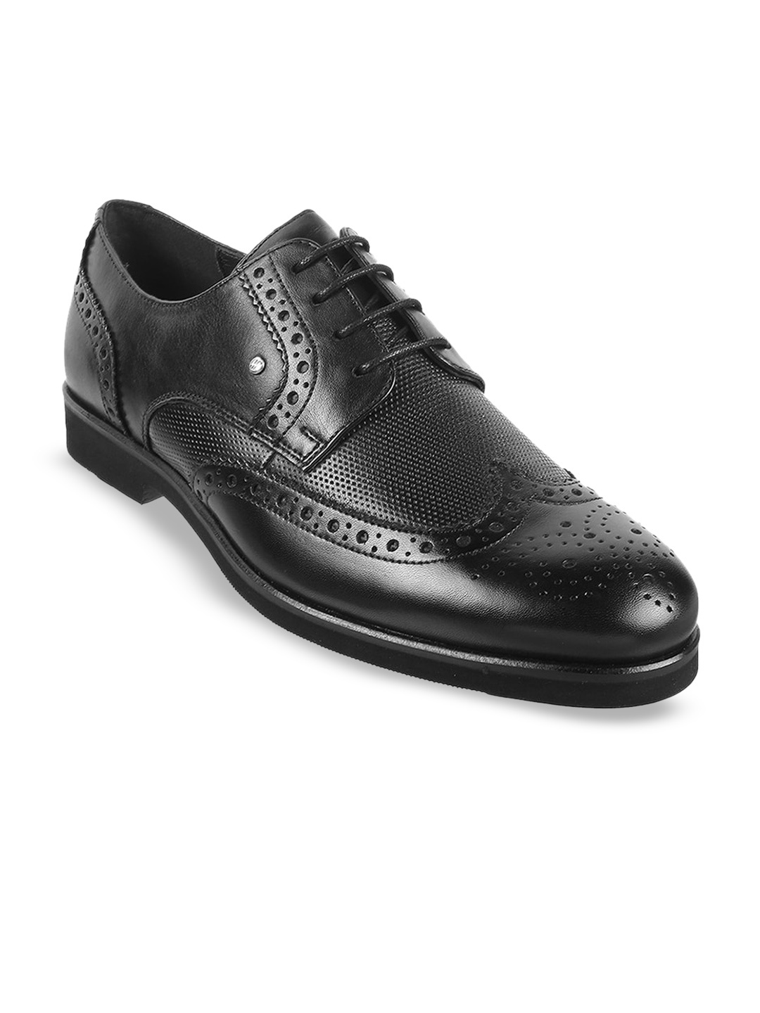 

J.FONTINI Men Textured Leather Formal Derbys, Black