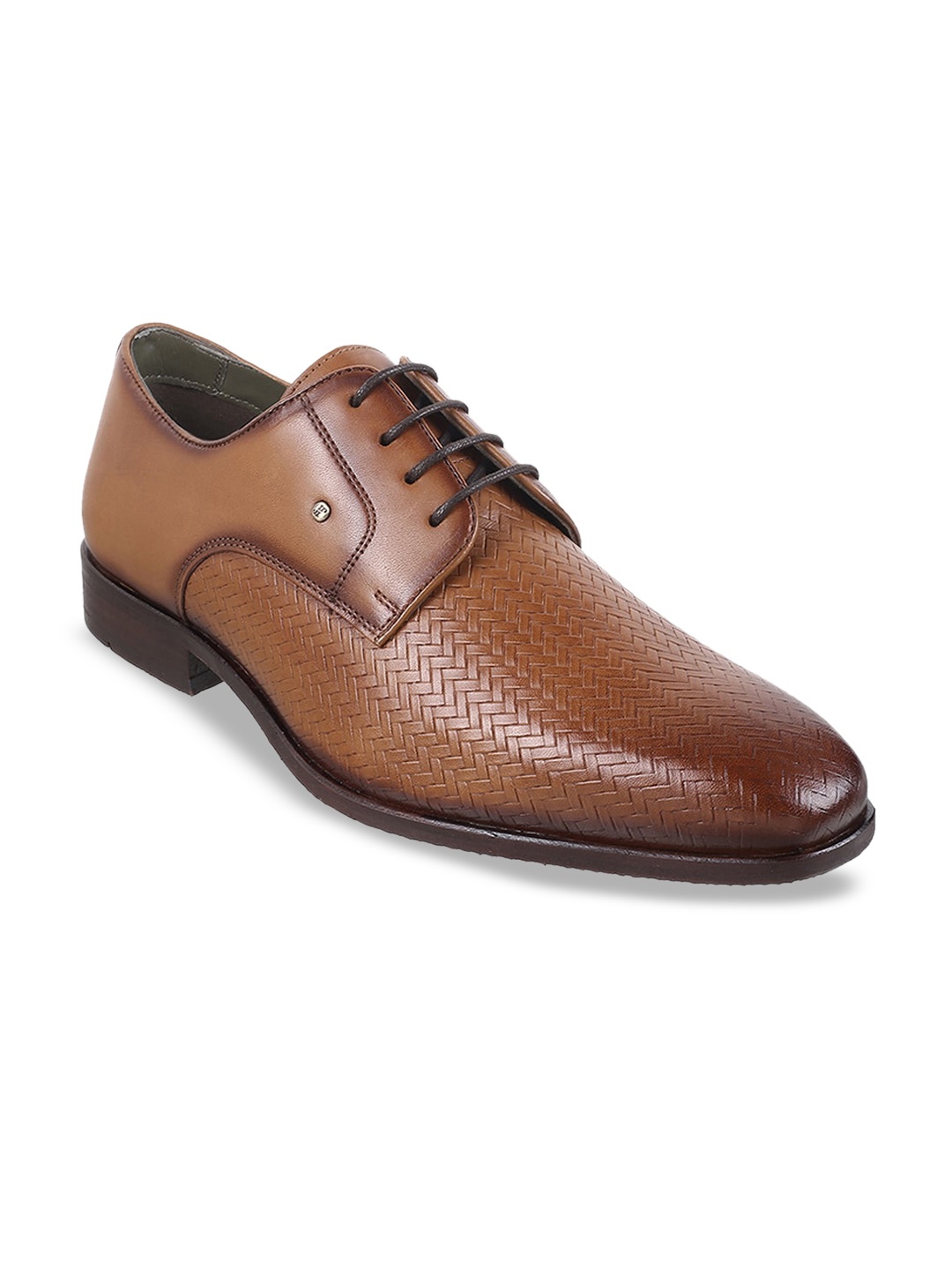 

J.FONTINI Men Textured Leather Formal Derbys, Tan